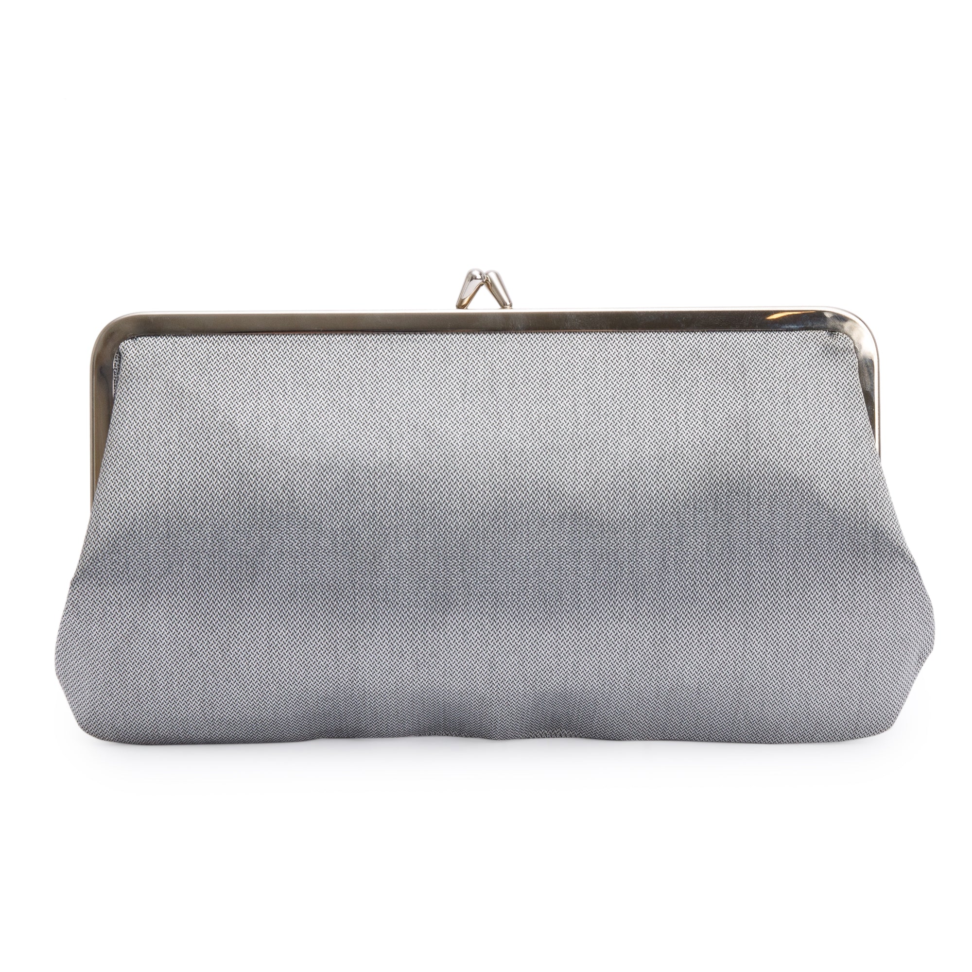 Chanel Silver Nylon CC Kisslock Frame Clutch