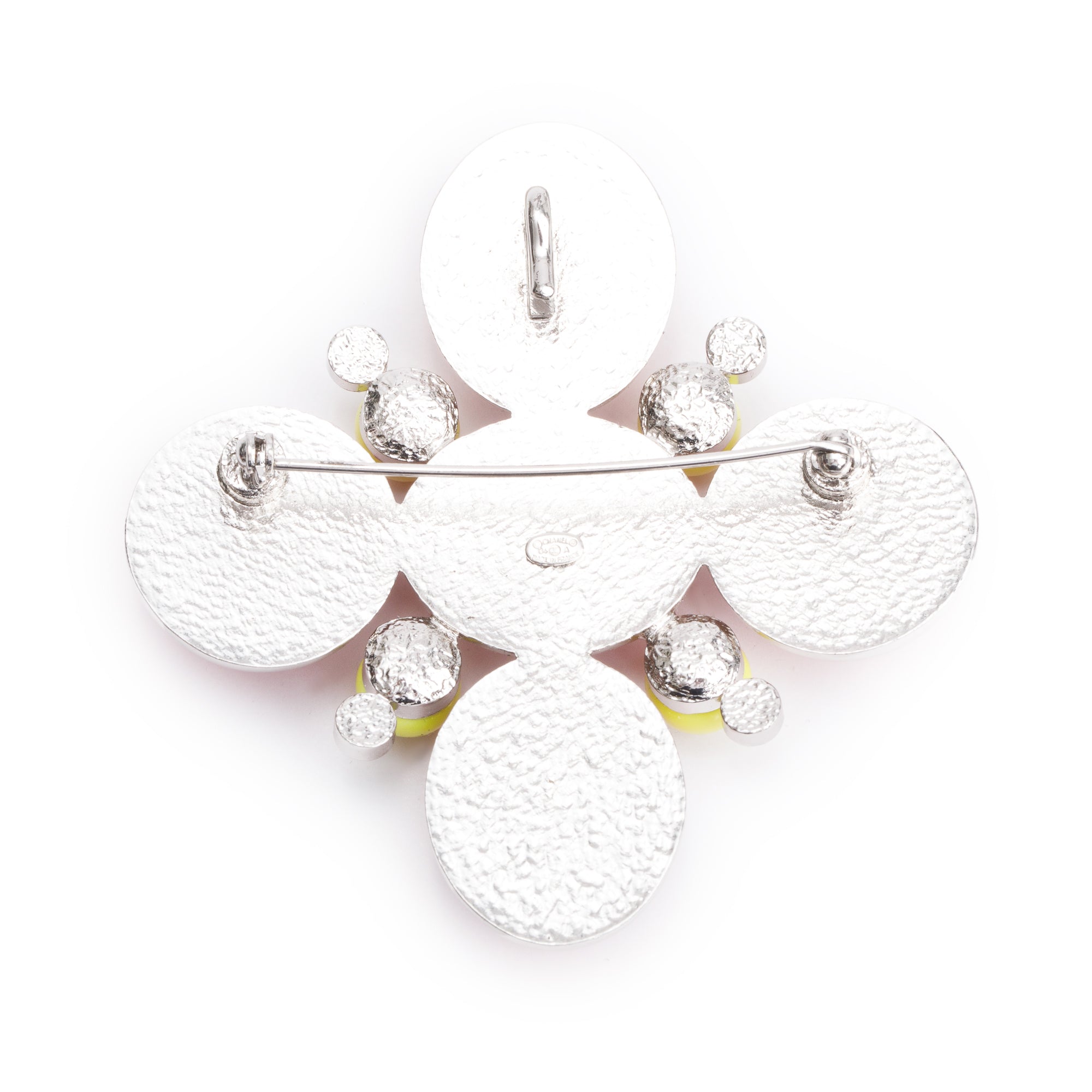Chanel Silver Plated Cabochon Resin & Strass CC Cross Brooch