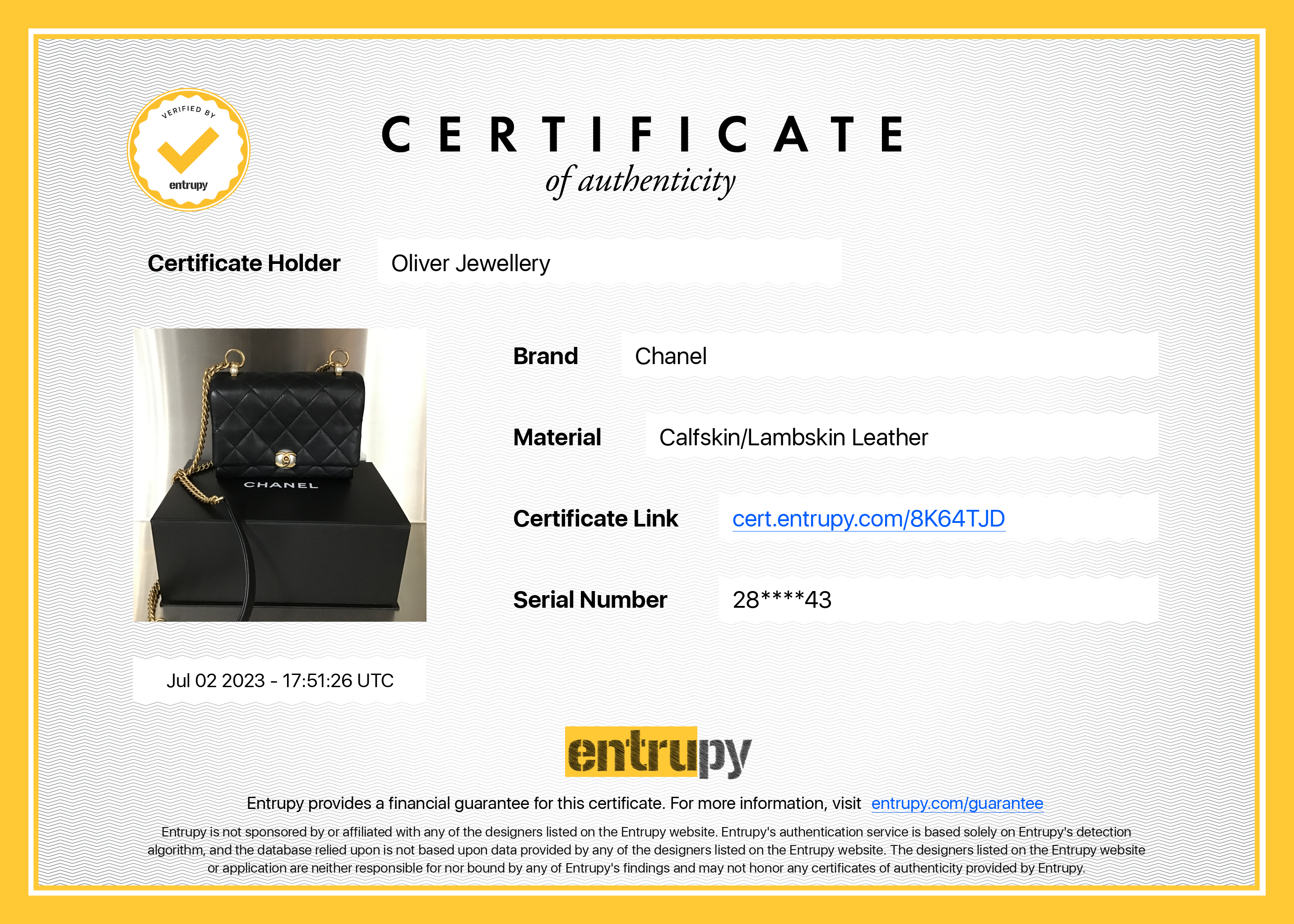 Chanel Small CC Pearl Accordion Flap Bag w/ Box, Receipt & Authenticity Card