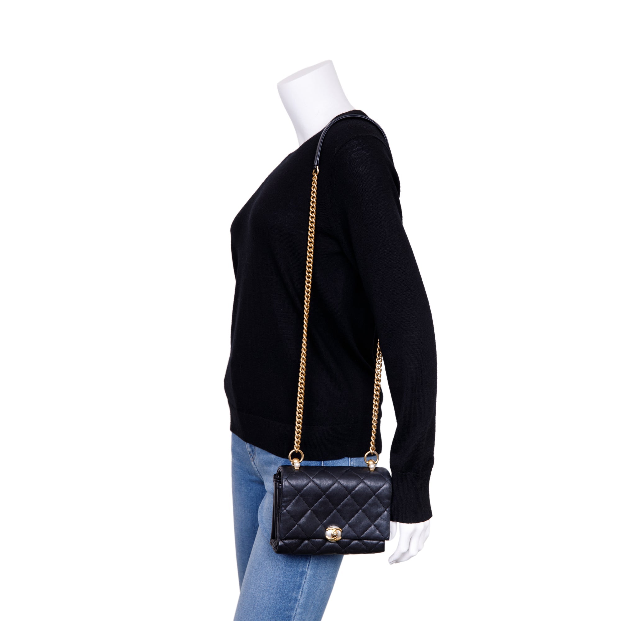 Chanel Small CC Pearl Accordion Flap Bag w/ Box, Receipt & Authenticity Card