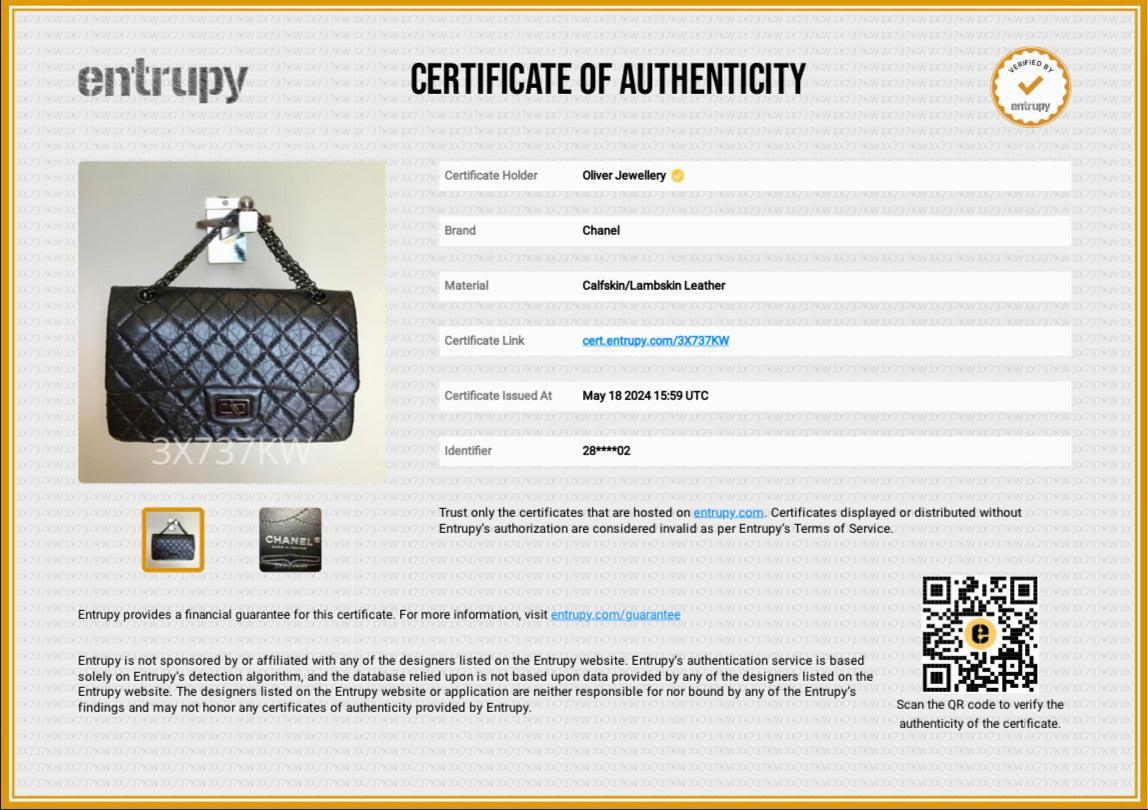 Chanel So Black Calfskin Leather 2.55 Reissue 225 Double Flap Bag w/ Box & Authenticity Card