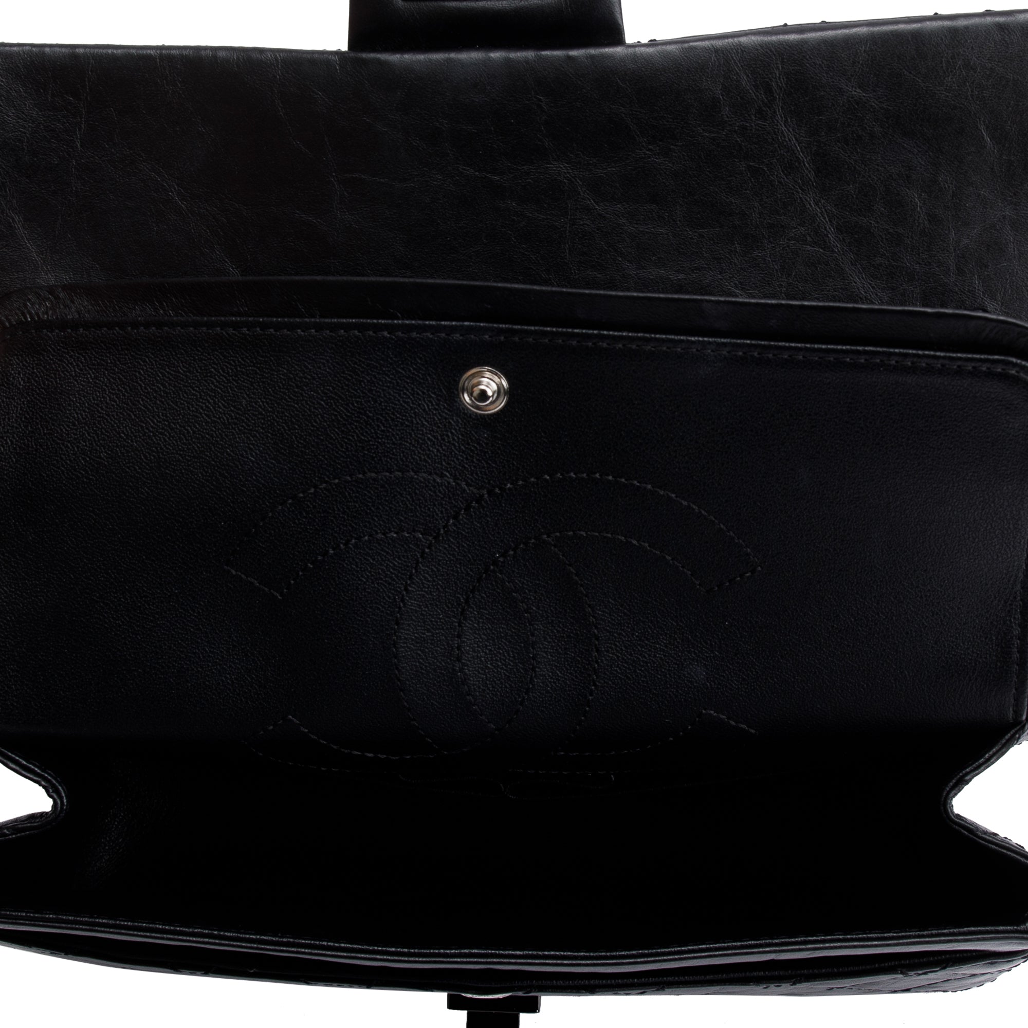 Chanel So Black Calfskin Leather 2.55 Reissue 225 Double Flap Bag w/ Box & Authenticity Card