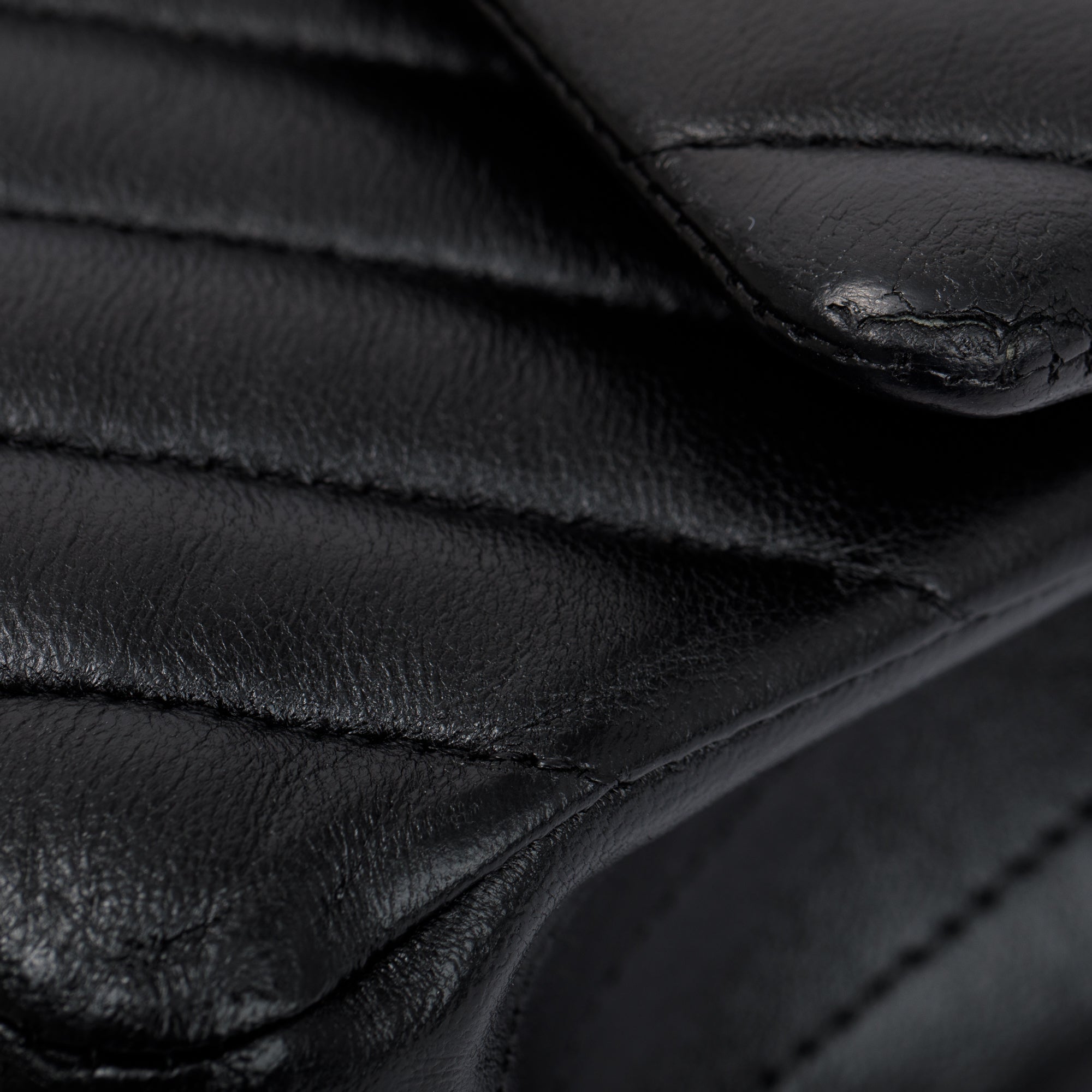 Chanel So Black Chevron Calfskin Leather Classic Medium Double Flap Bag