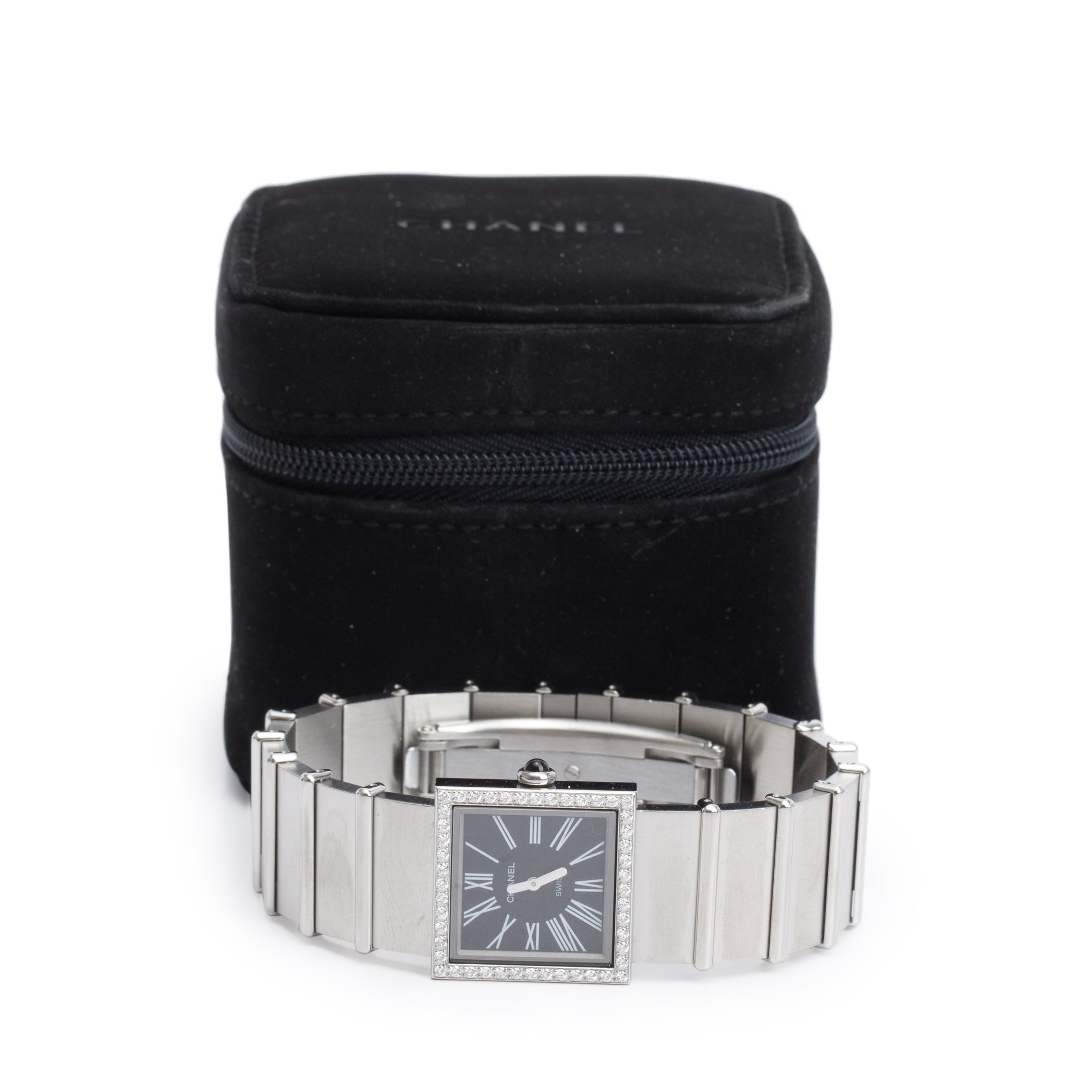 Chanel Stainless Steel Diamond Bezel Mademoiselle Acier Watch