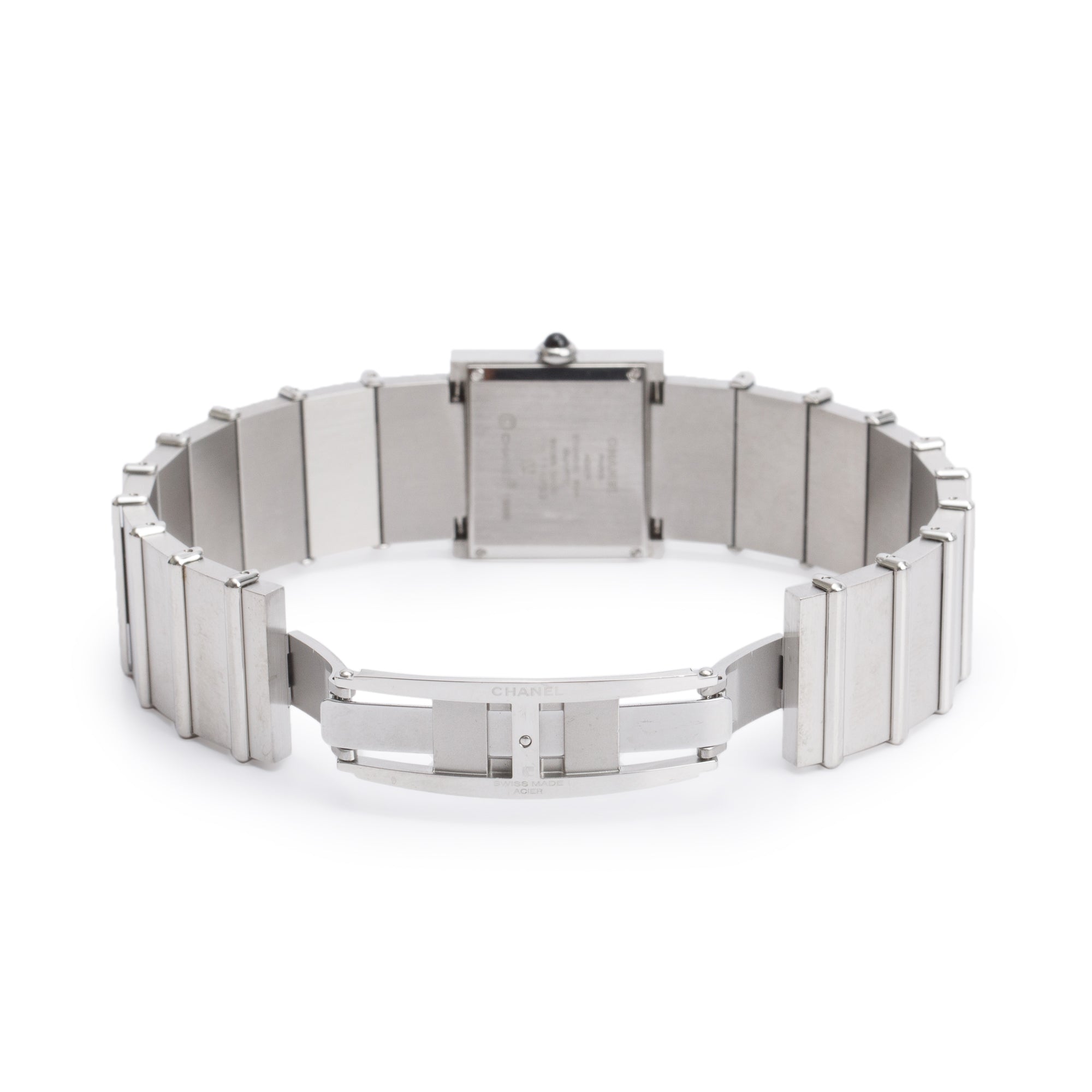 Chanel Stainless Steel Diamond Bezel Mademoiselle Acier Watch