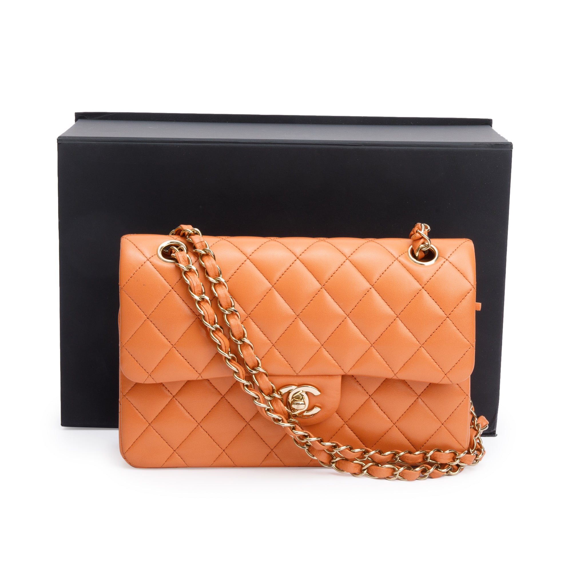Chanel Terracotta Quilted Lambskin Leather Classic Small Double Flap Bag w/ Box
