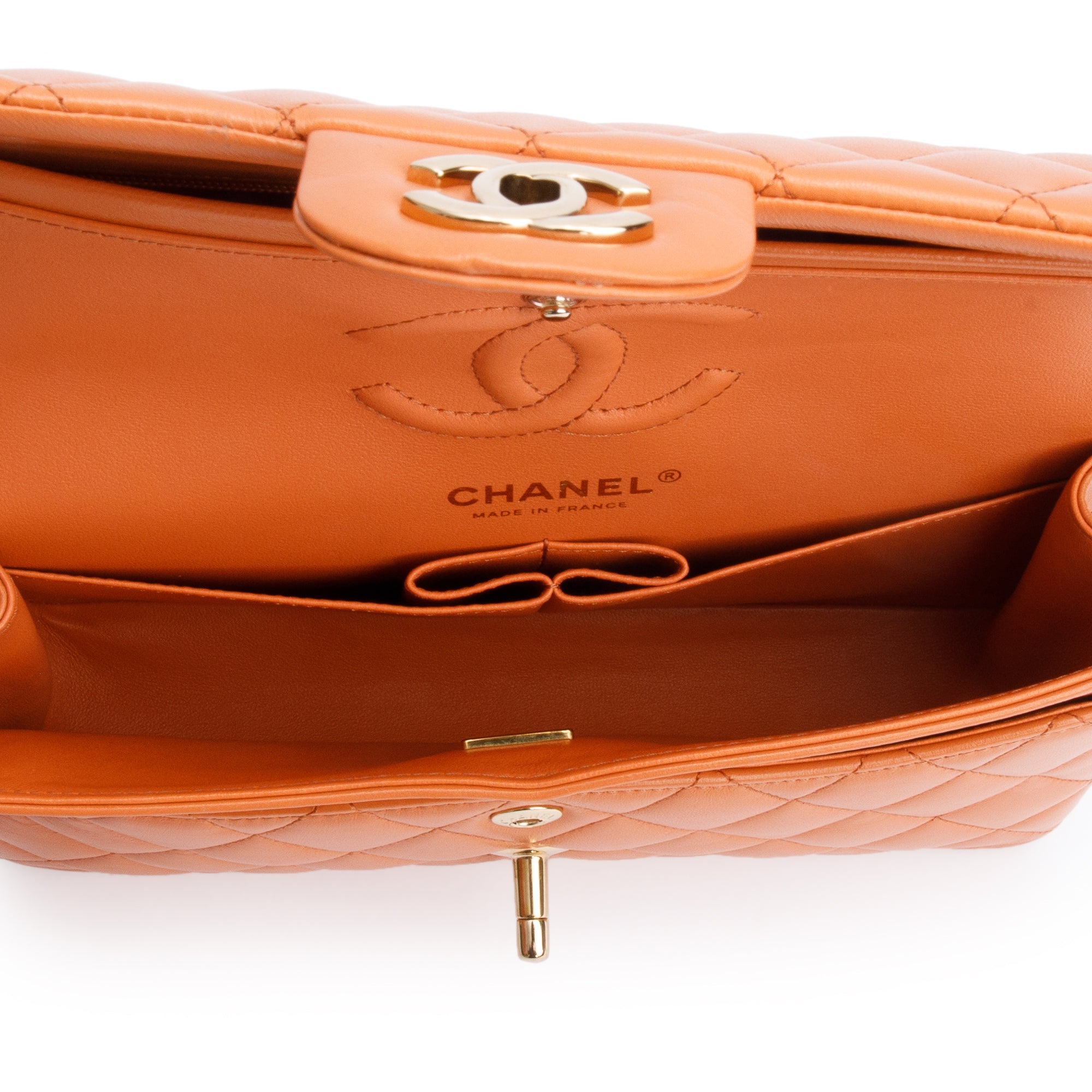 Chanel Terracotta Quilted Lambskin Leather Classic Small Double Flap Bag w/ Box