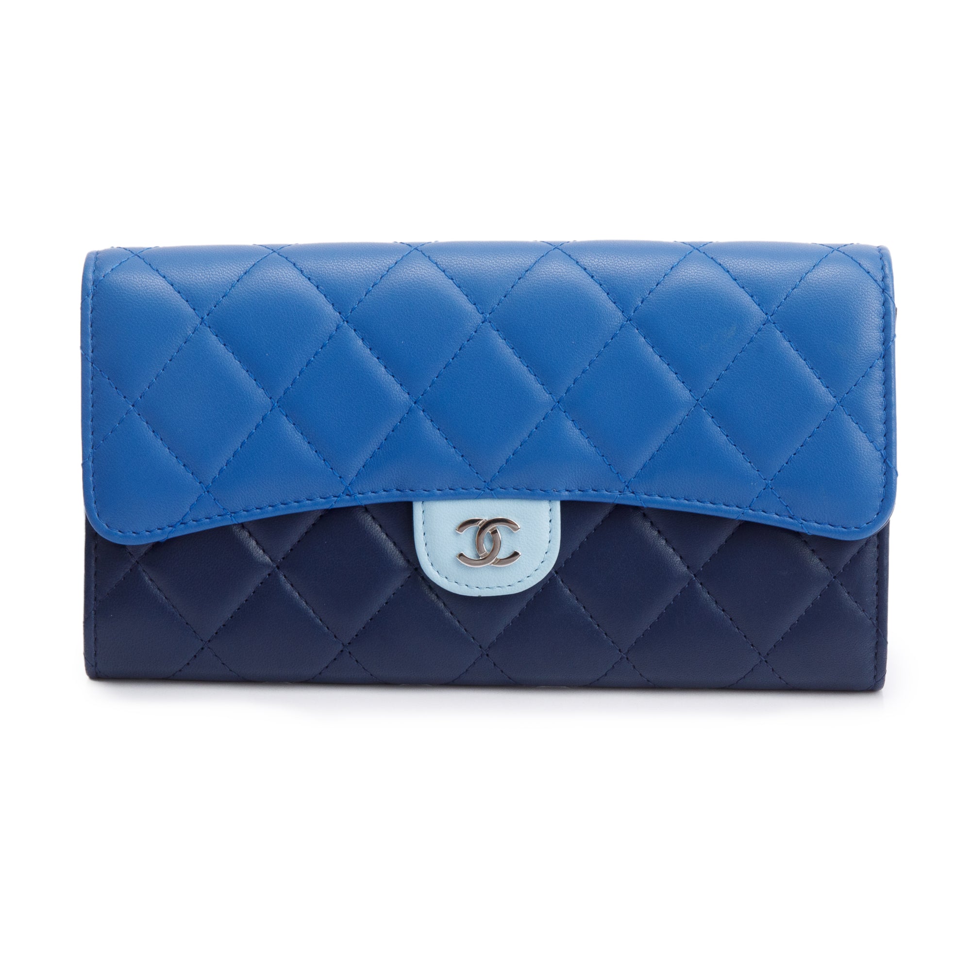 Chanel Tri-color Lambskin Leather Classic Long Flap Wallet