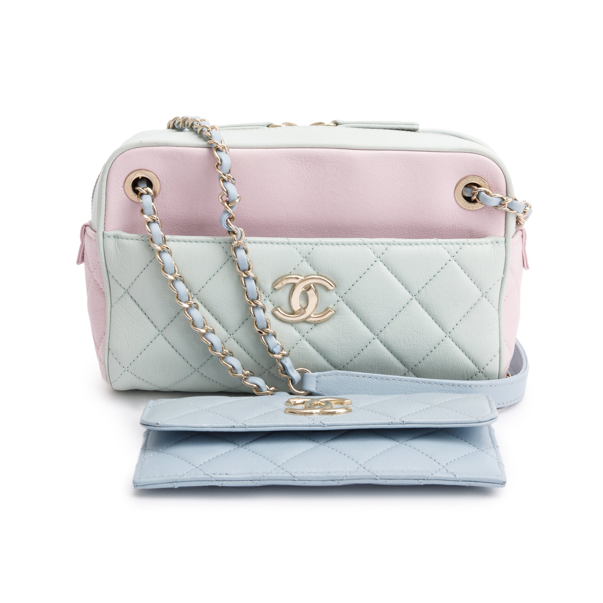 Chanel Tricolour Quilted Calfskin Leather In & Out Camera Bag w/ Insert