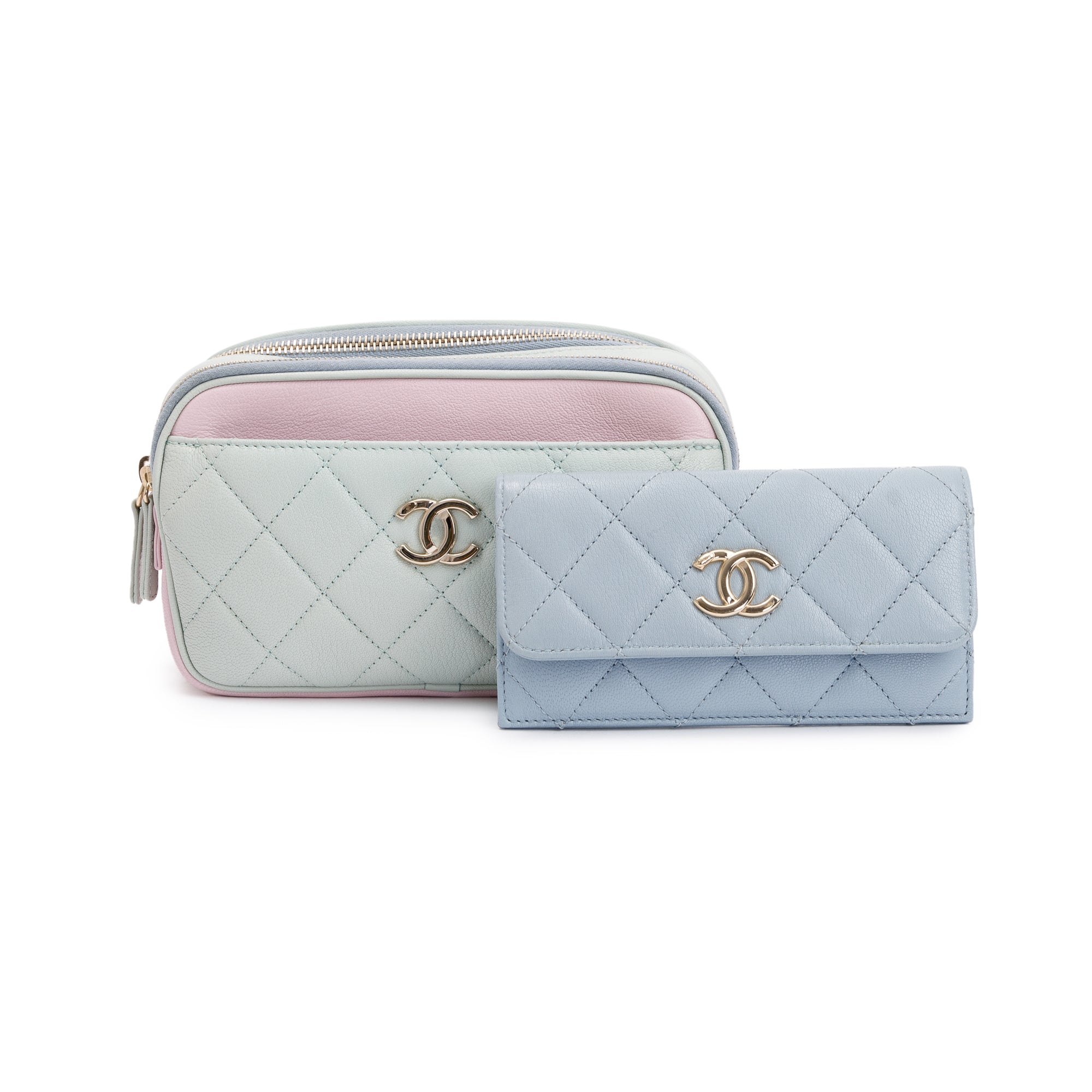 Chanel Tricolour Quilted Calfskin Leather In & Out Camera Waist Bag w/ Insert & Authenticity Card