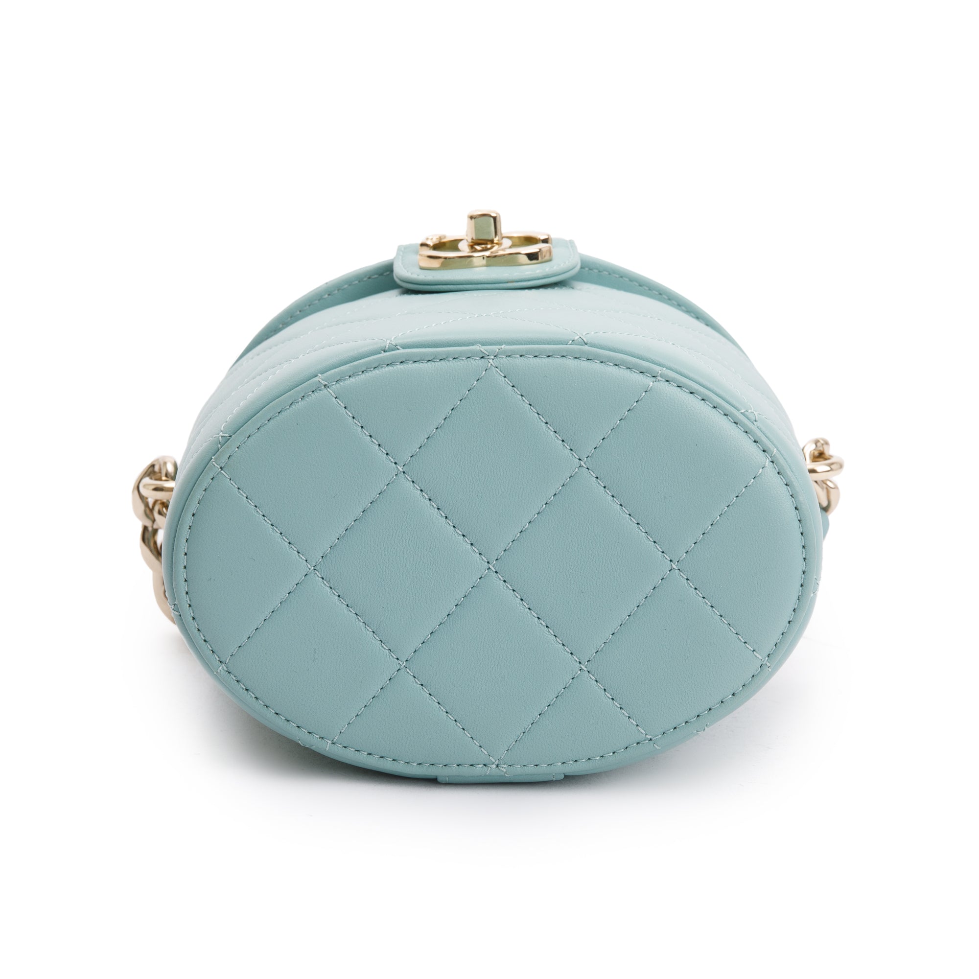 Chanel Turquoise Lambskin Leather Vanity Case on Chain w/ Box & Authenticity Card
