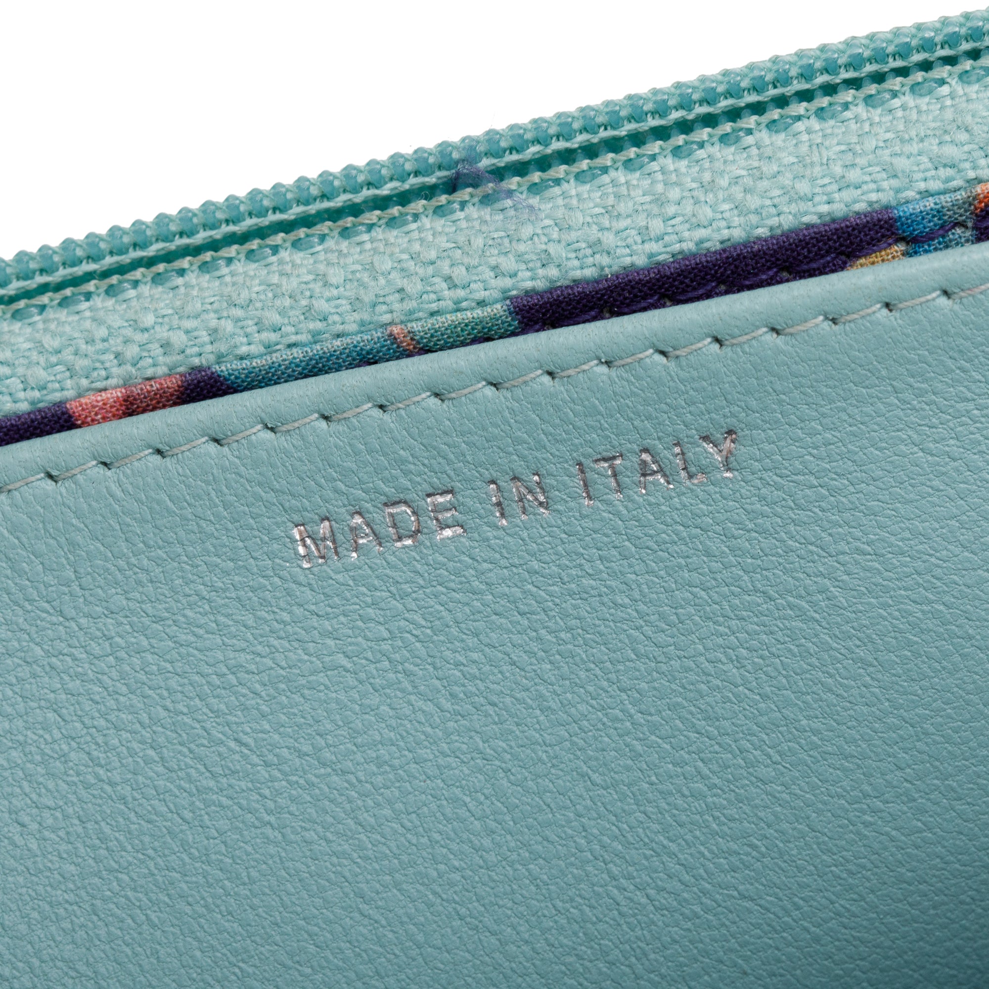 Chanel Turquoise Quilted Calfskin Leather Diamond Stitch Wallet on Chain w/ Authenticity Card