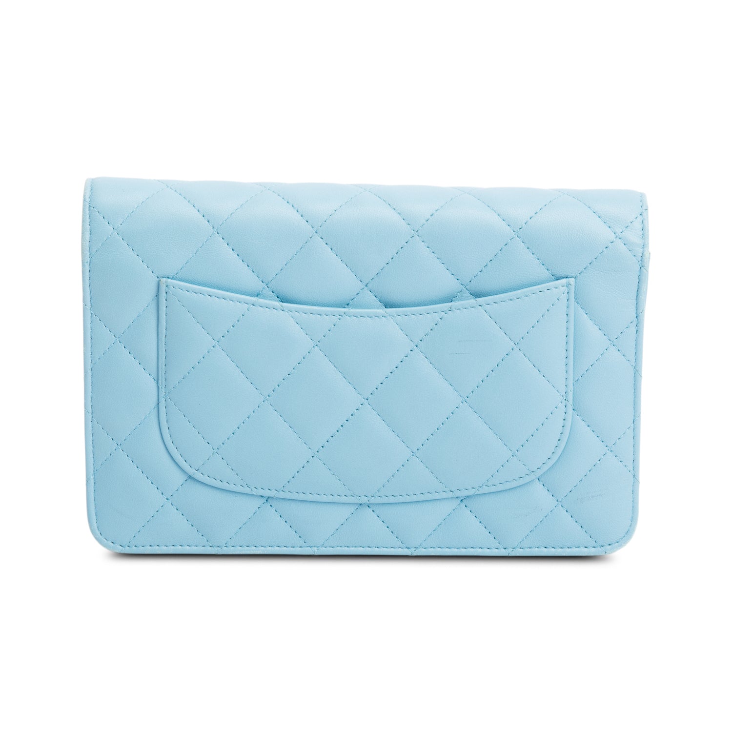 Chanel Turquoise Quilted Lambskin Leather Classic Wallet on Chain
