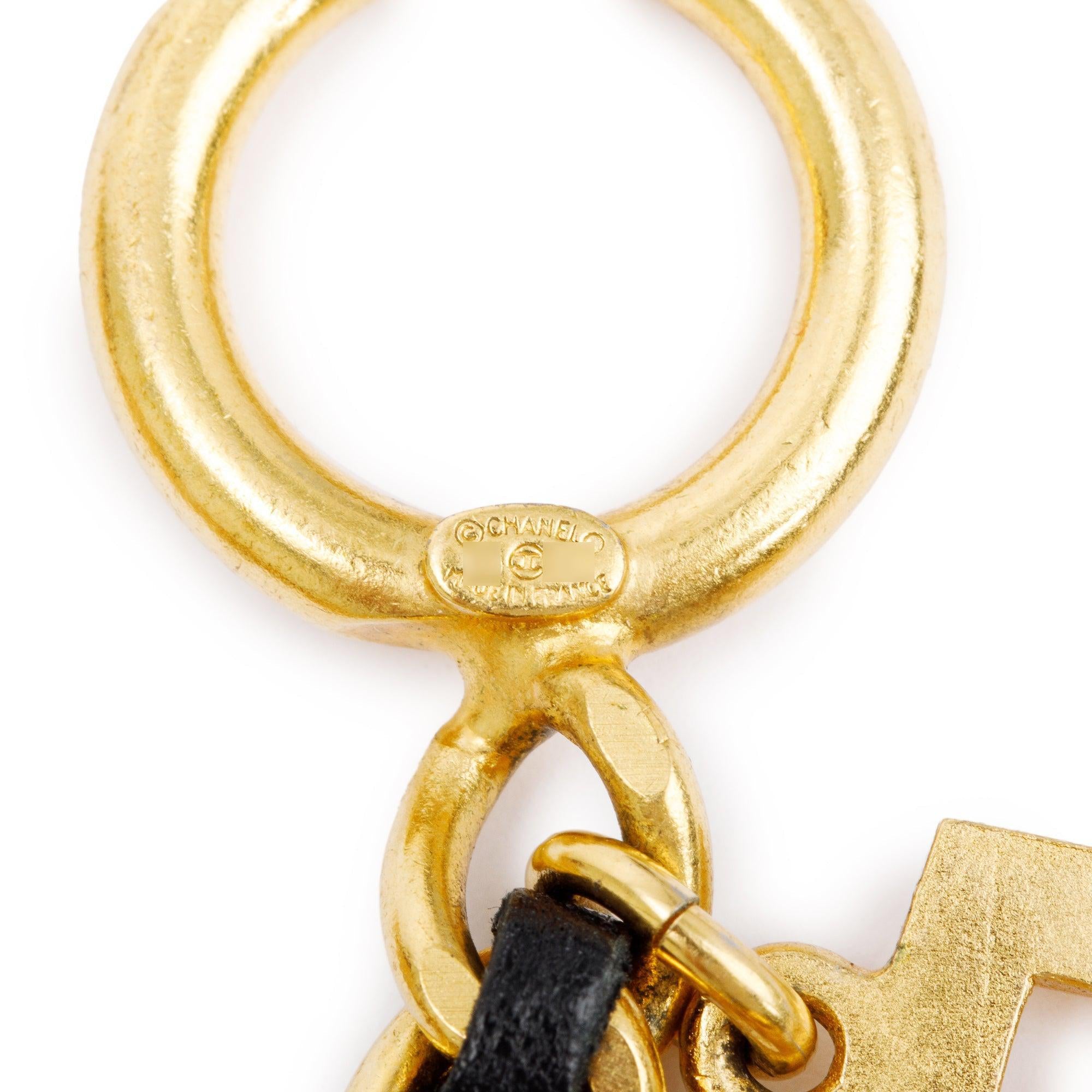 Chanel Vintage 1995 Gold Plated & Leather Icon Charms Bracelet w/ Tags