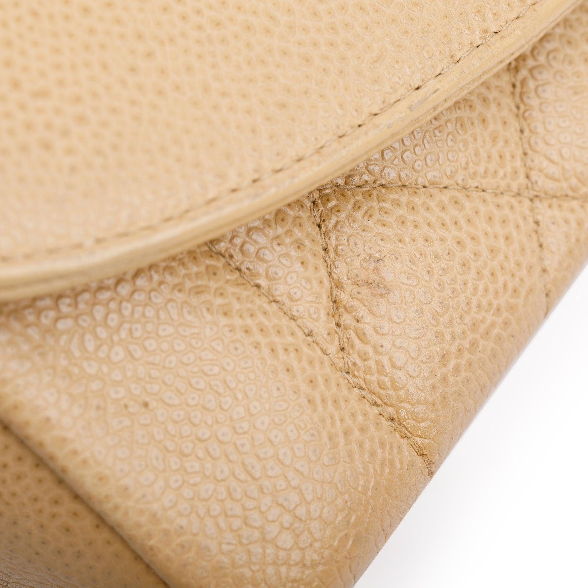 Chanel Vintage Beige Caviar Leather Medium Diana Flap Bag w/ Box
