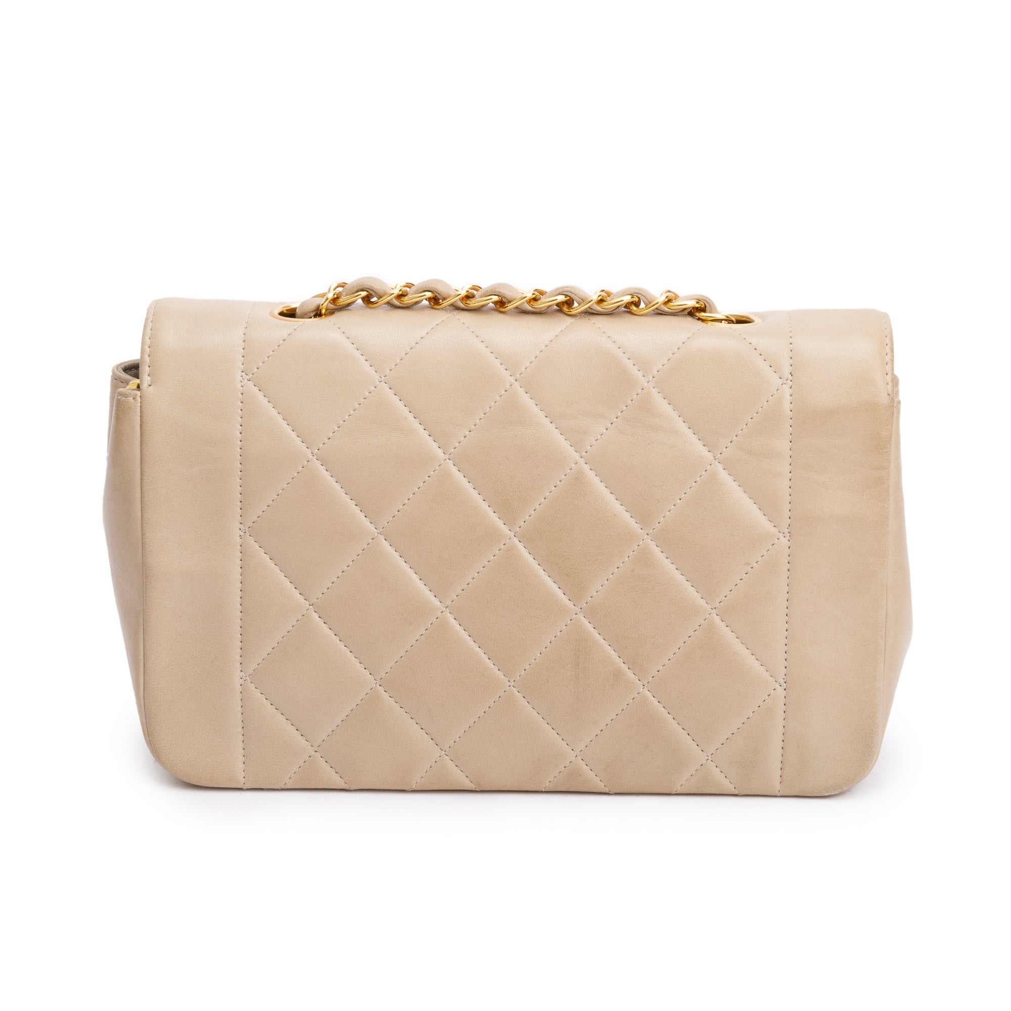 Chanel Vintage Beige Lambskin Leather Medium Diana Flap Bag