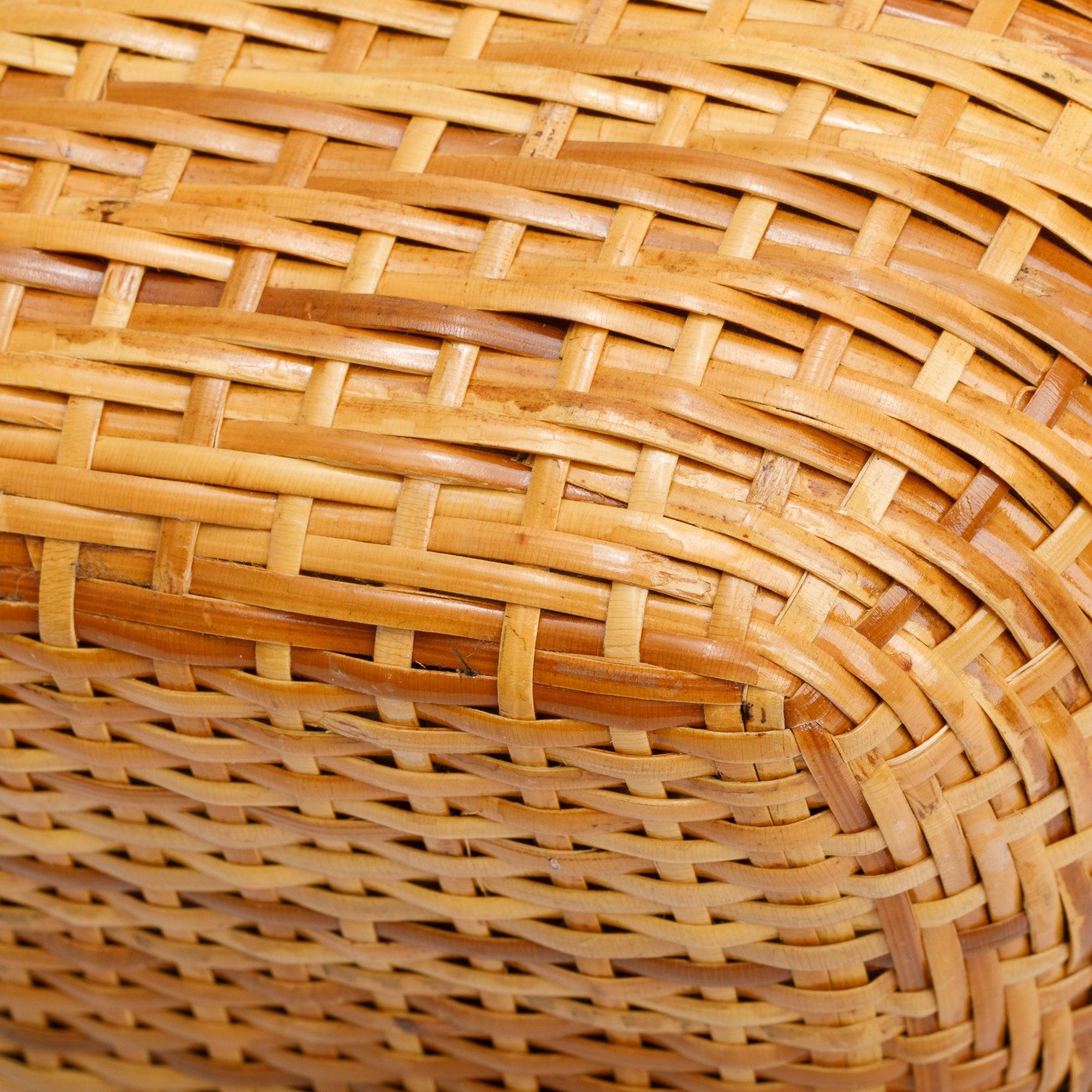 Chanel Vintage Beige Lambskin Leather Wicker Basket Bag w/ Authenticity Card