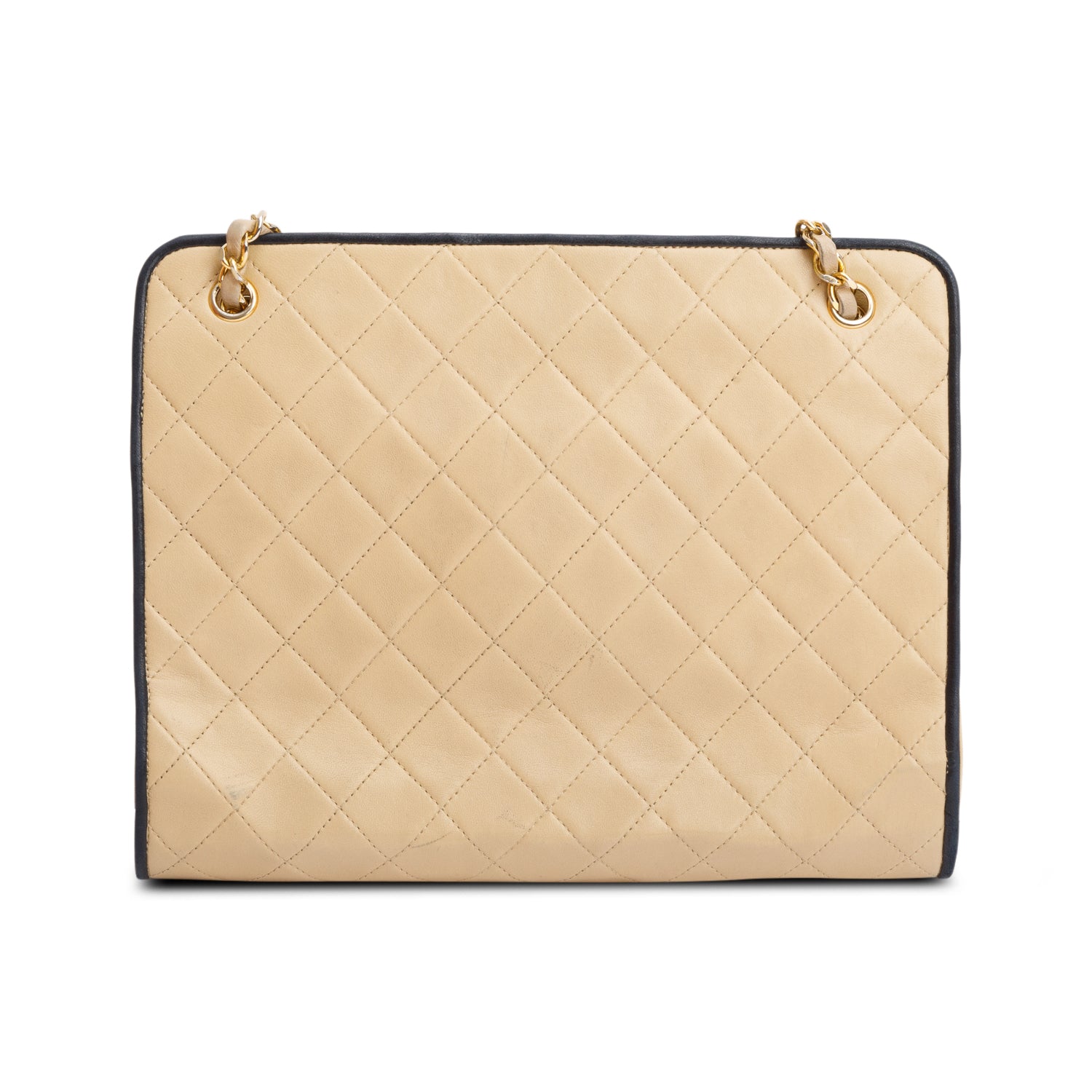 Chanel Vintage Beige Quilted CC Shoulder Bag