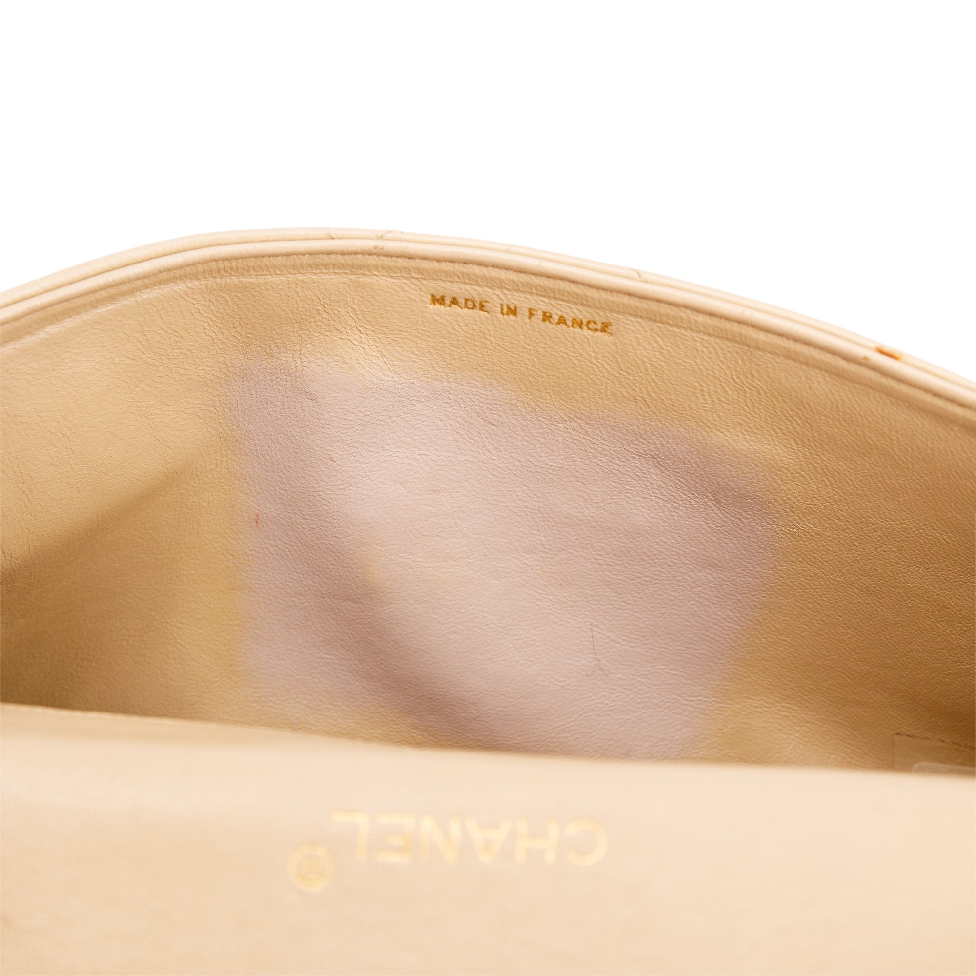 Chanel Vintage Beige Wave Quilted Lambskin Leather Small Flap Bag w/ Authenticity Card