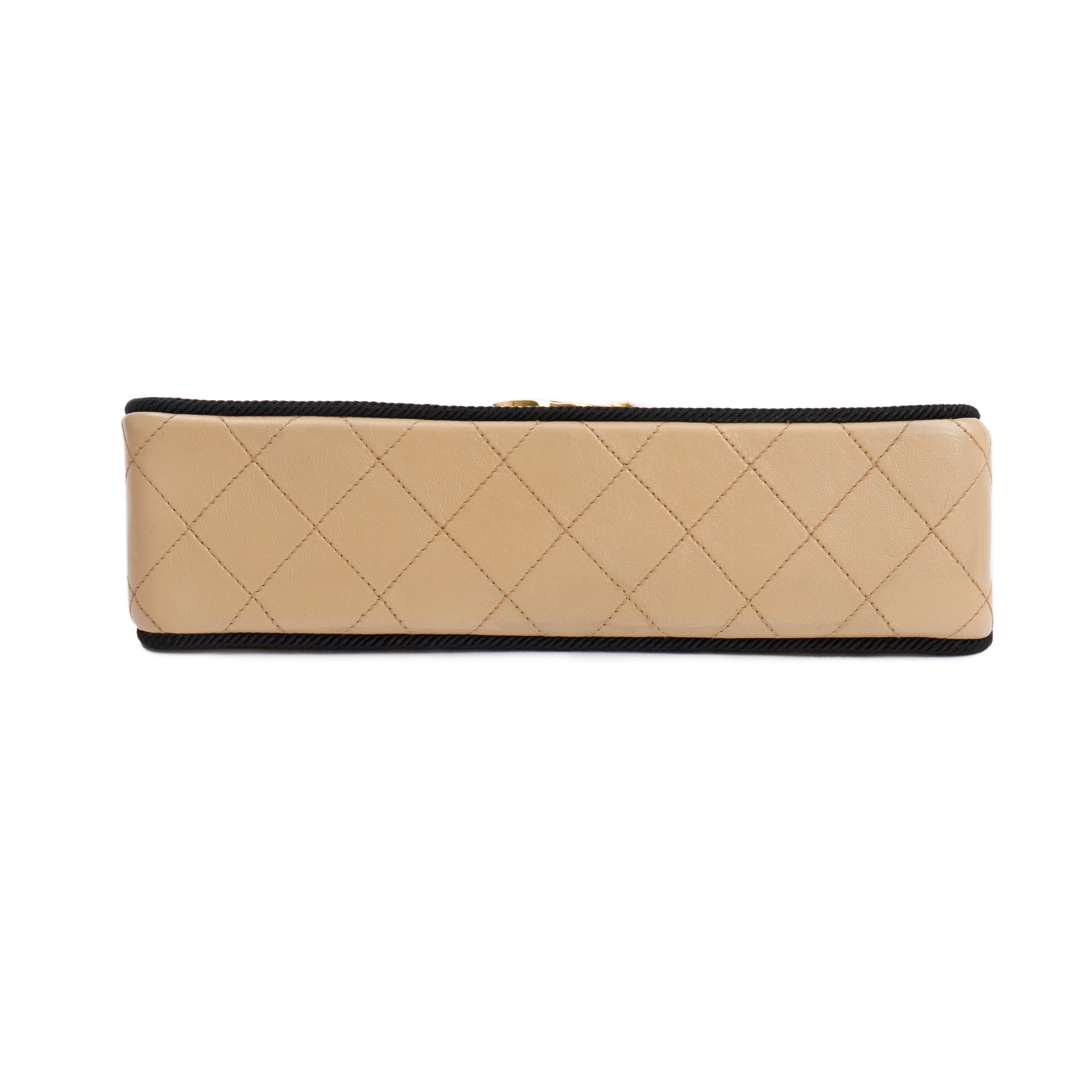 Chanel Vintage Beige Wave Quilted Lambskin Leather Small Flap Bag w/ Authenticity Card