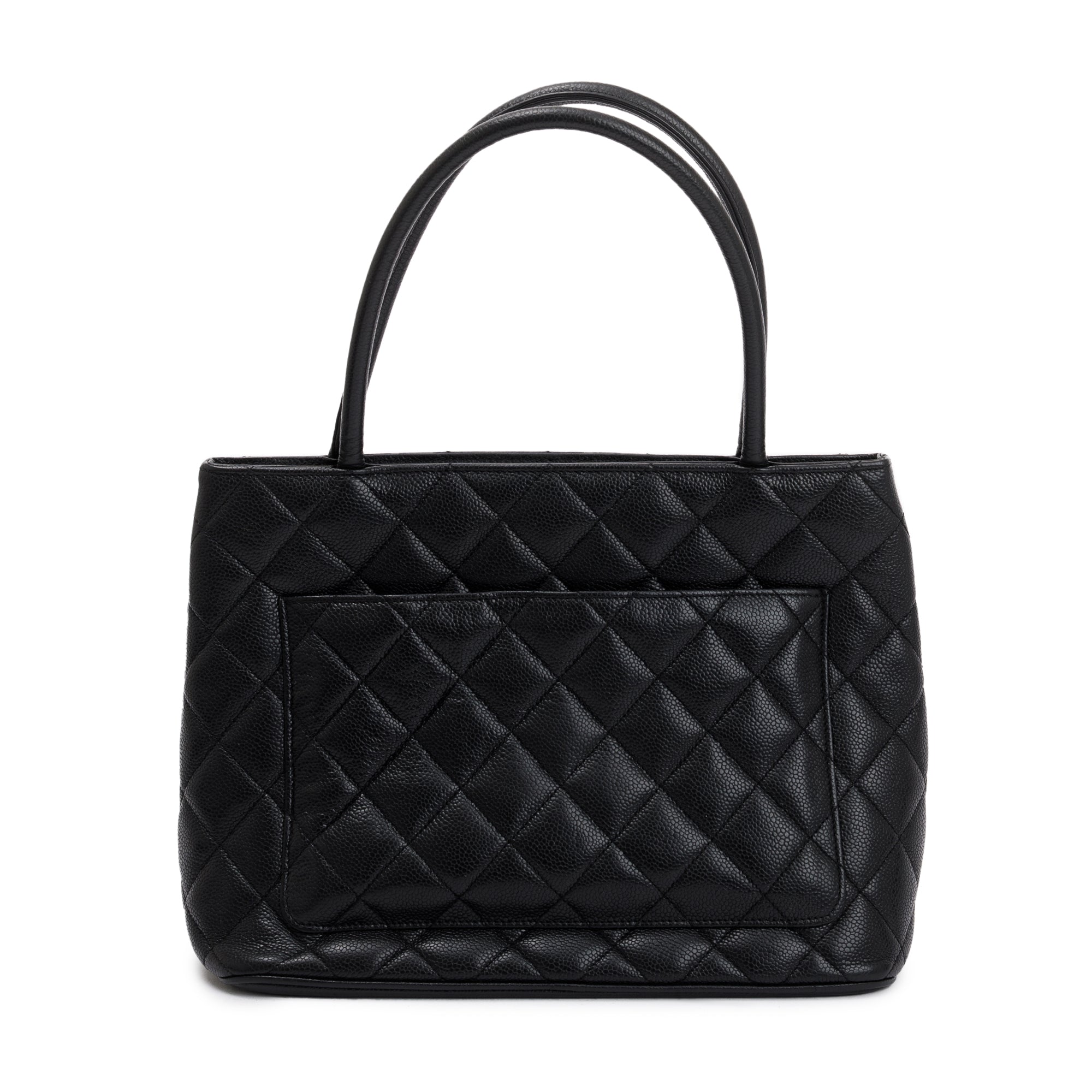 Chanel Vintage Black Caviar Leather Medallion Tote