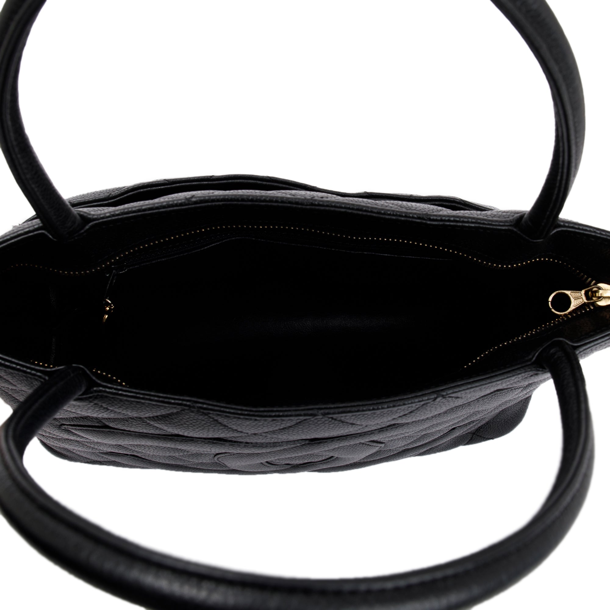 Chanel Vintage Black Caviar Leather Medallion Tote