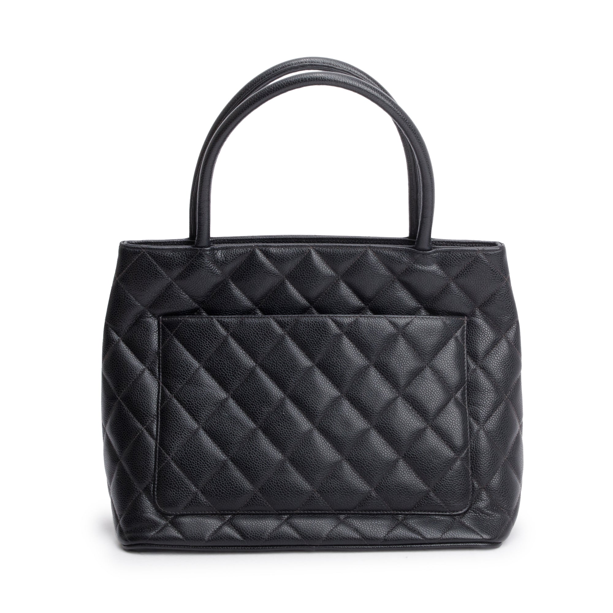 Chanel Vintage Black Caviar Leather Medallion Tote w/ Authenticity Card