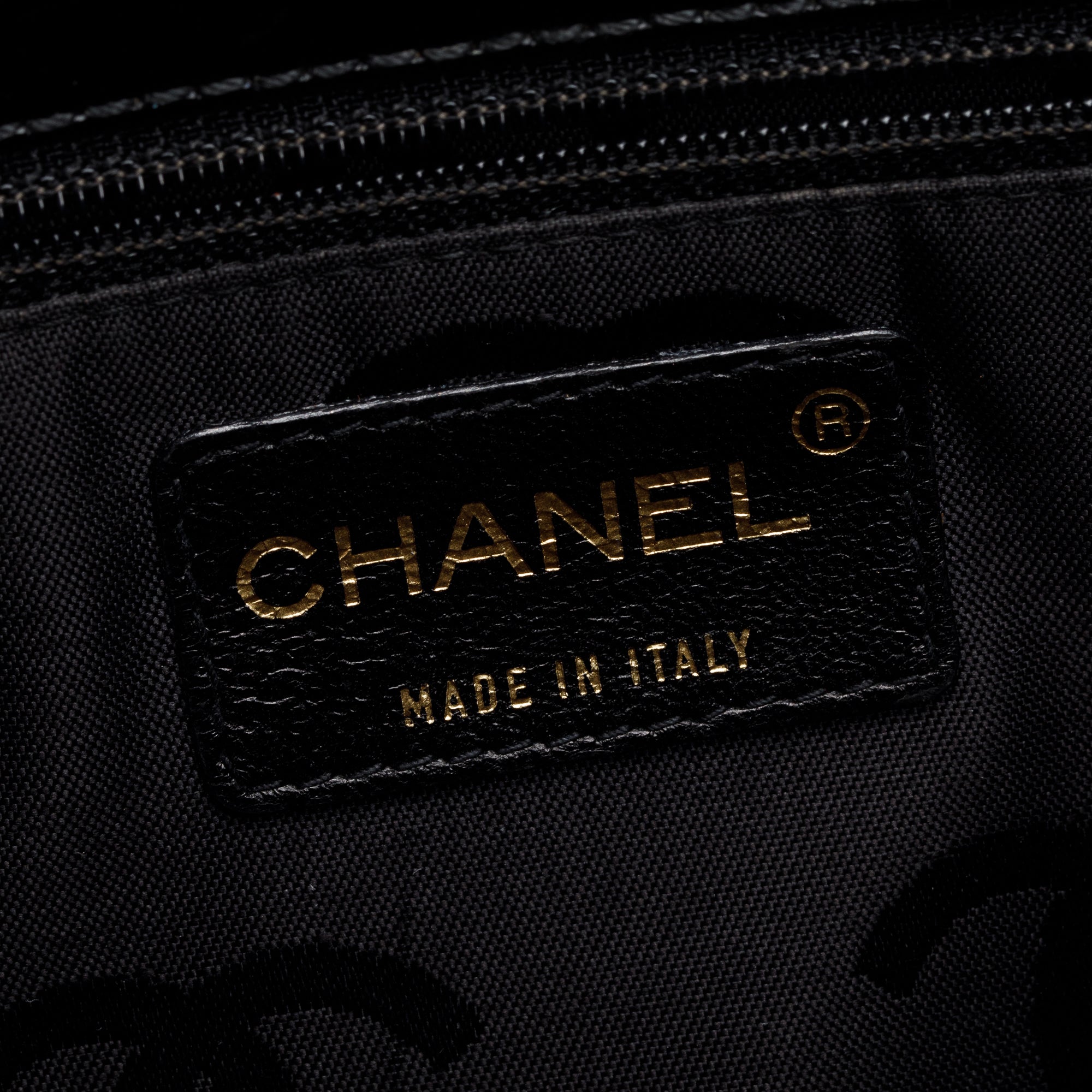 Chanel Vintage Black Chocolate Bar Quilted Patent Leather Tote