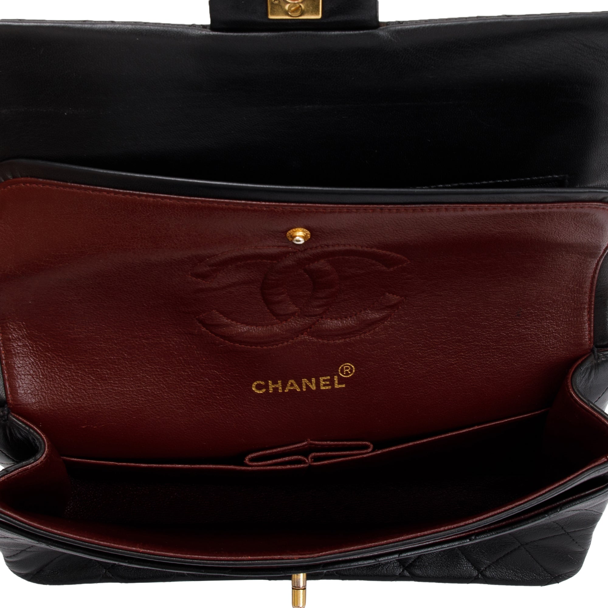 Chanel Vintage Black Lambskin Classic Medium Double Flap Bag