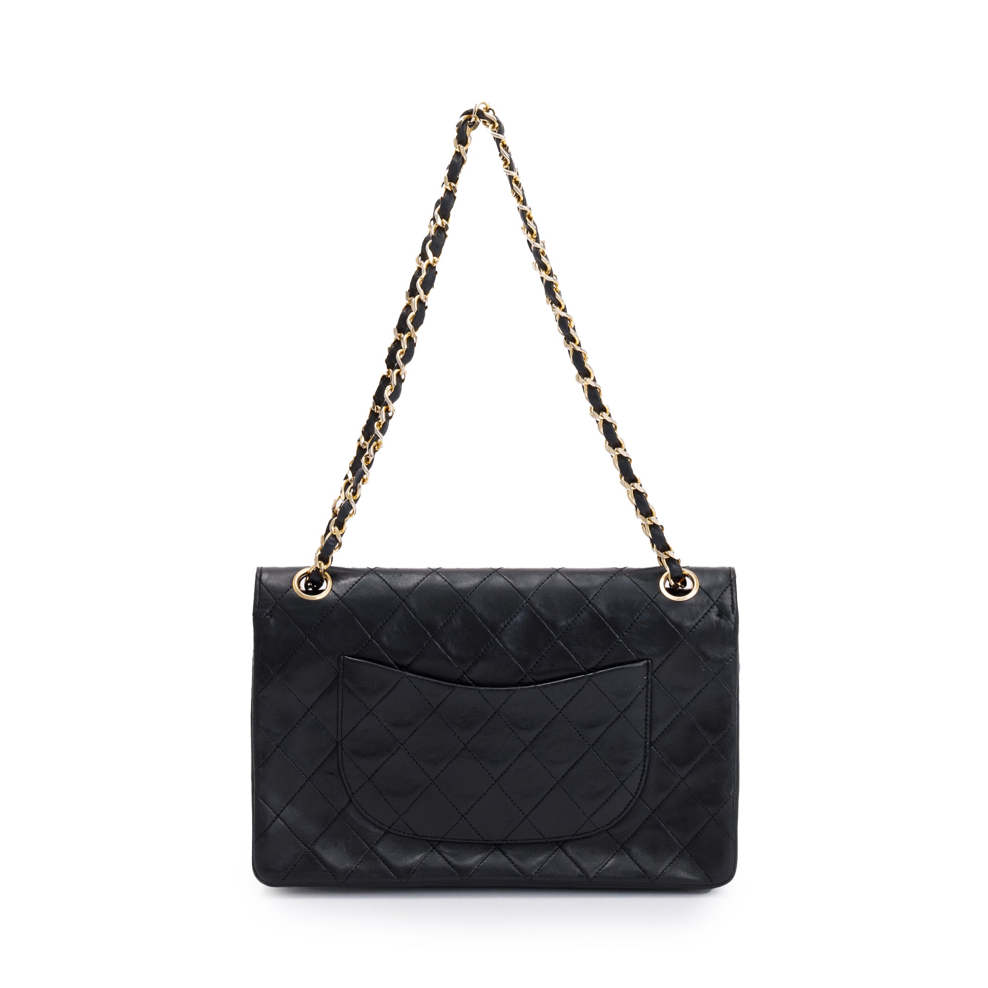 Chanel Vintage Black Lambskin Classic Medium Double Flap Bag