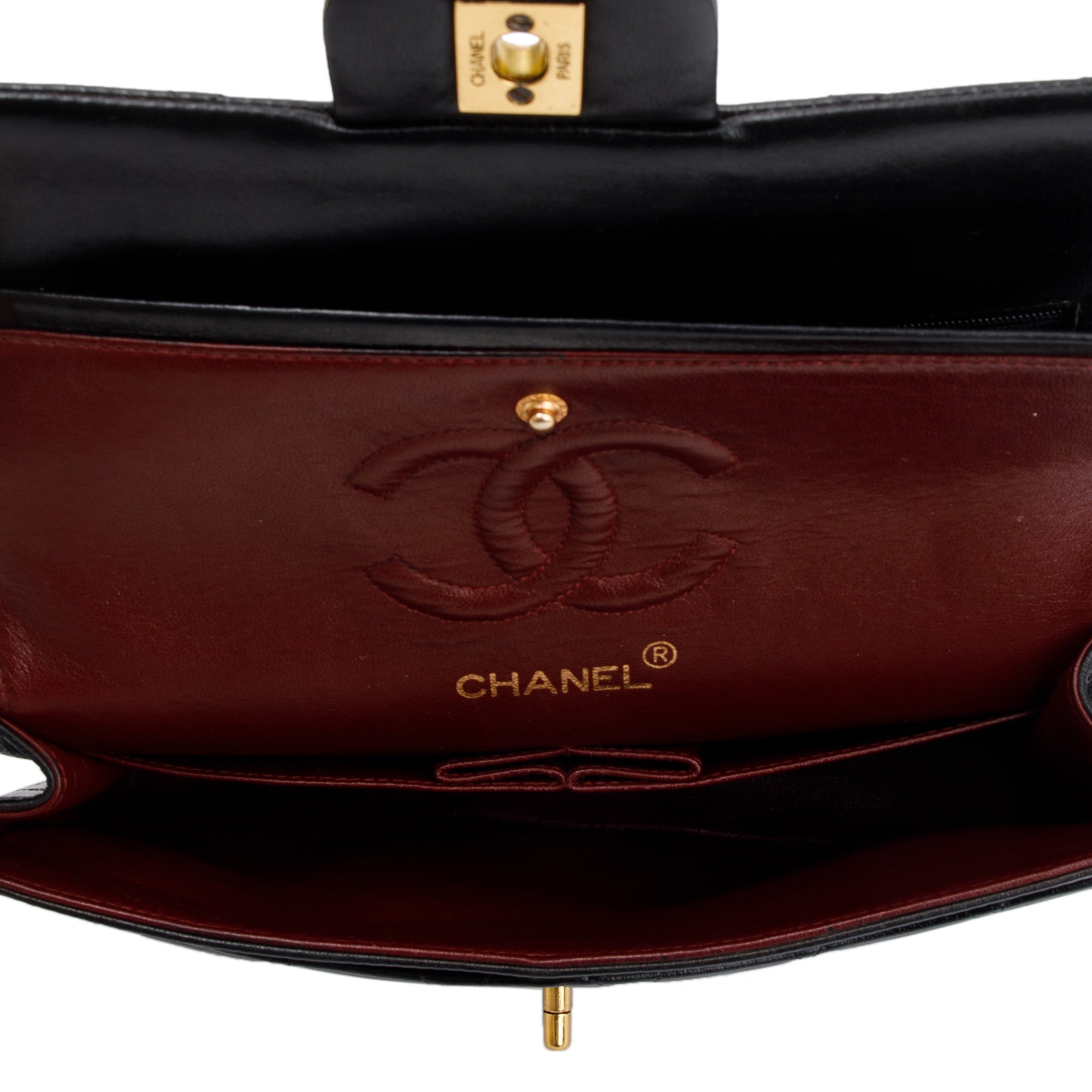Chanel Vintage Black Lambskin Classic Small Double Flap Bag