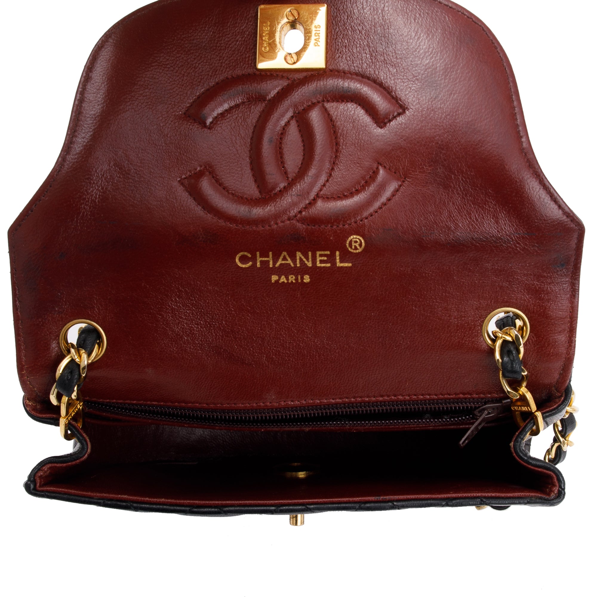 Chanel Vintage Black Lambskin Leather Mini Crossbody Flap Bag