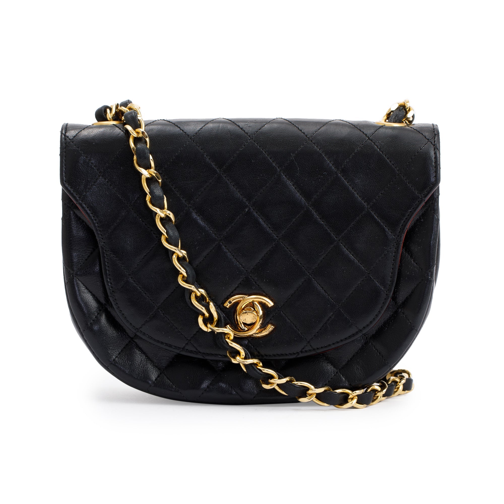 Chanel Vintage Black Lambskin Leather Mini Crossbody Flap Bag
