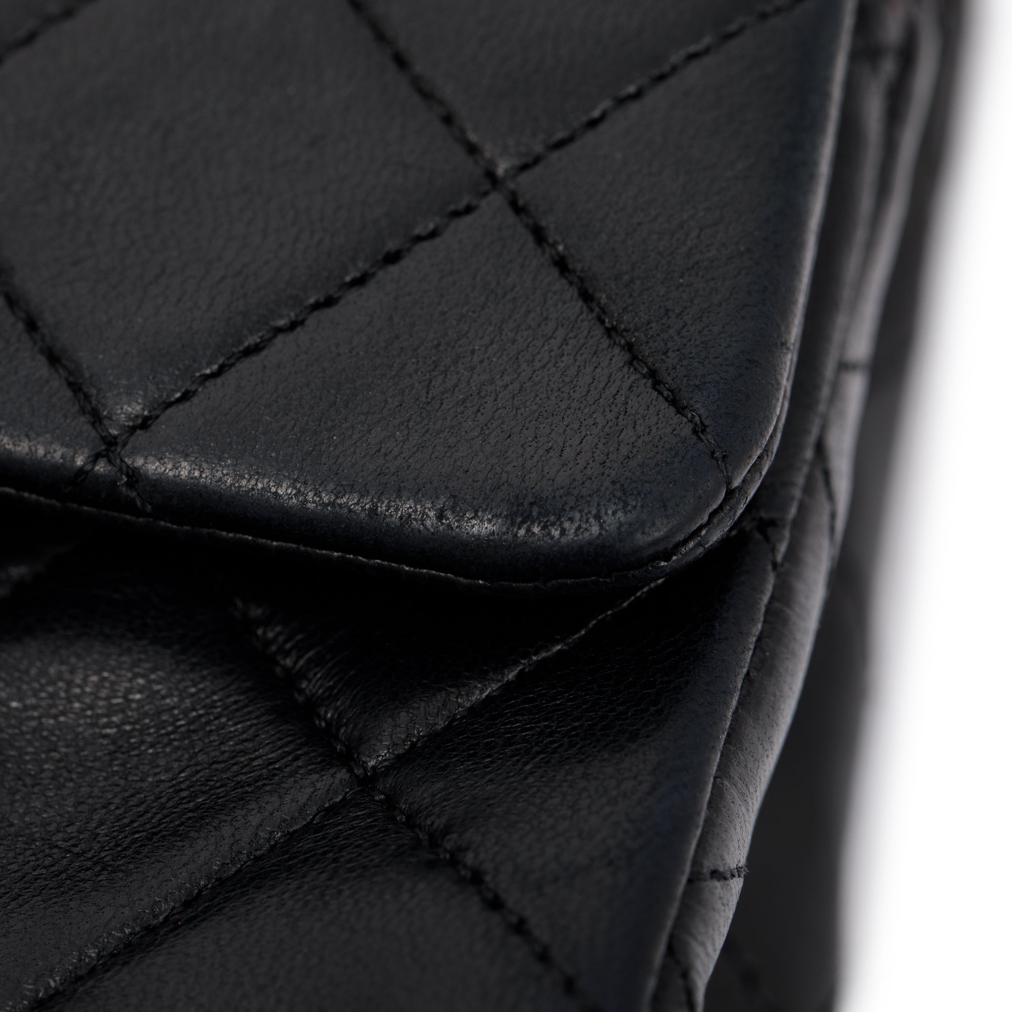 Chanel Vintage Black Lambskin Leather Small Classic Double Flap Bag