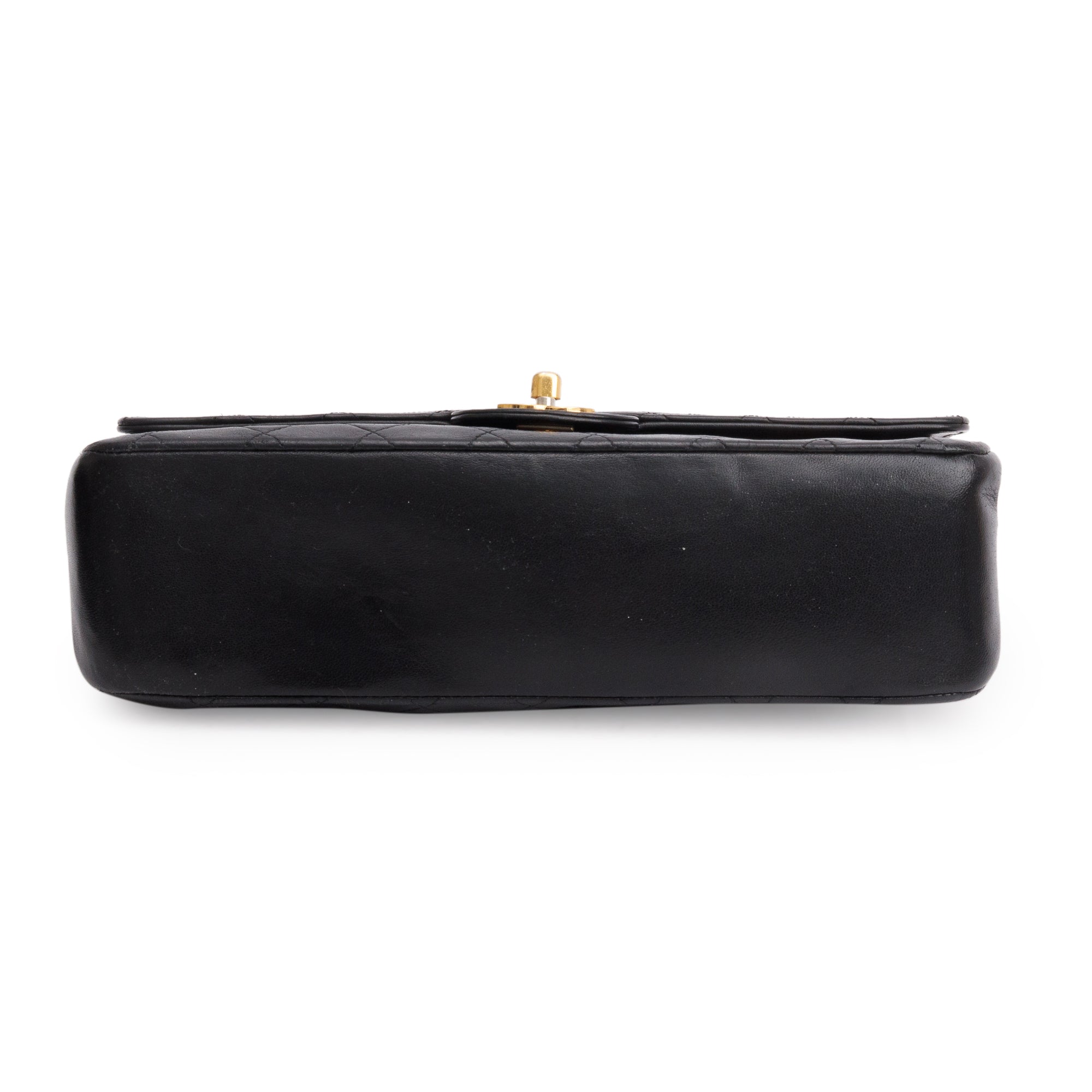 Chanel Vintage Black Lamskin Leather Medium Square Double Flap Bag