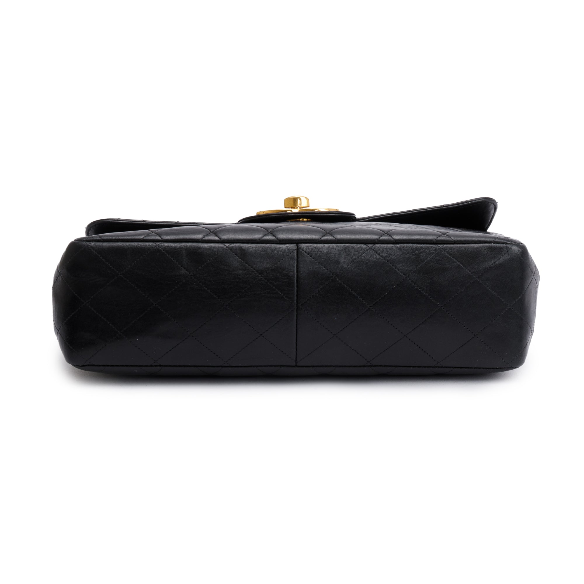 Chanel Vintage Black Quilted Lambskin Classic Jumbo Single Flap Bag