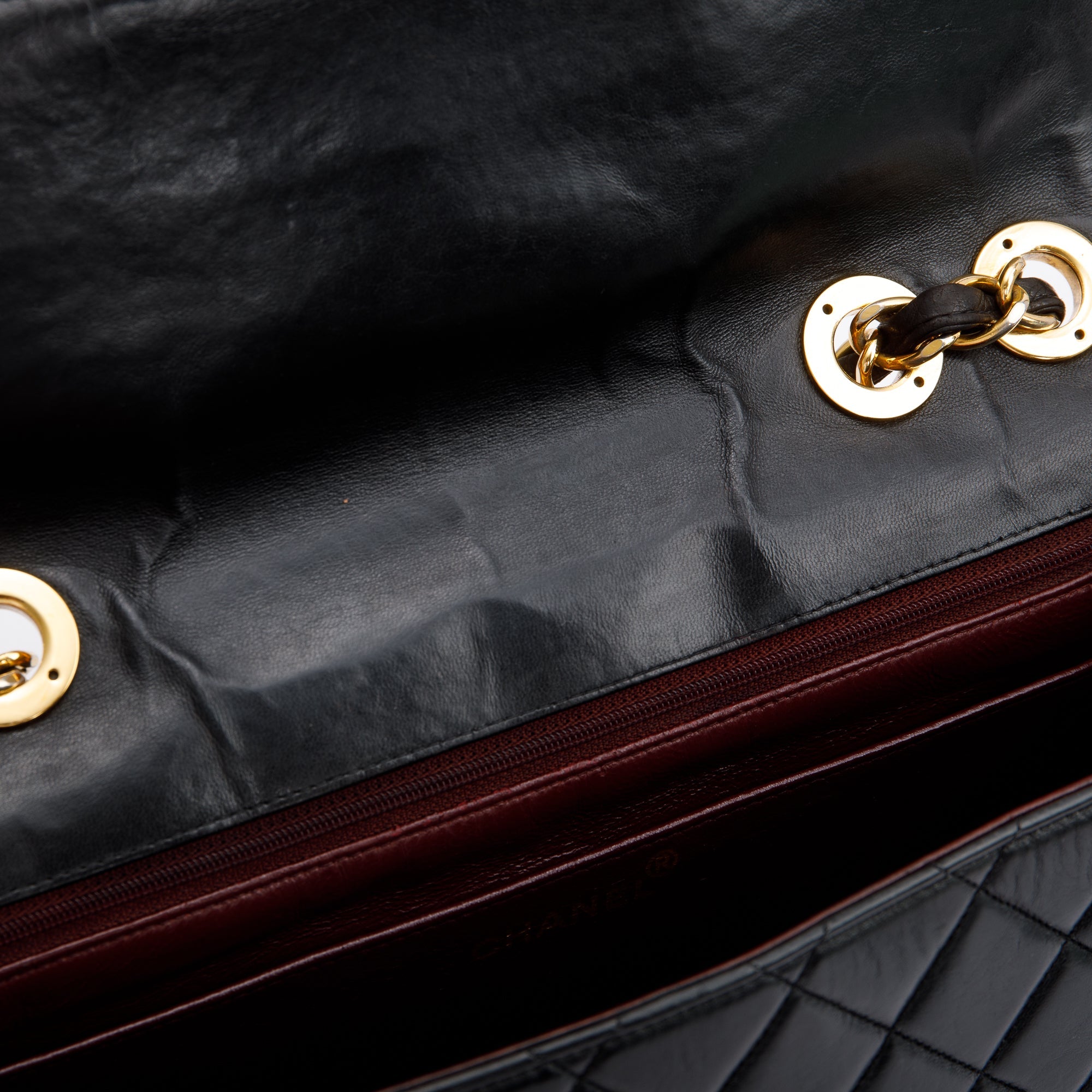 Chanel Vintage Black Quilted Lambskin Classic Jumbo Single Flap Bag