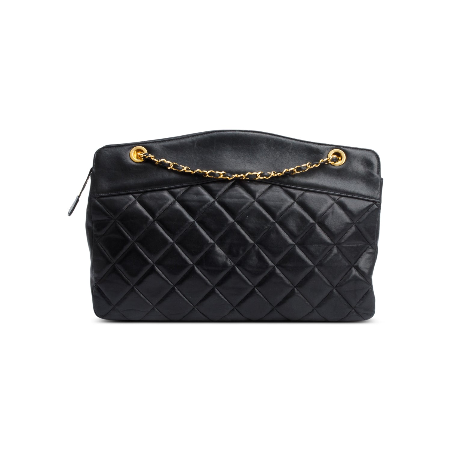 Chanel Vintage Black Quilted Lambskin Leather CC Shoulder Bag