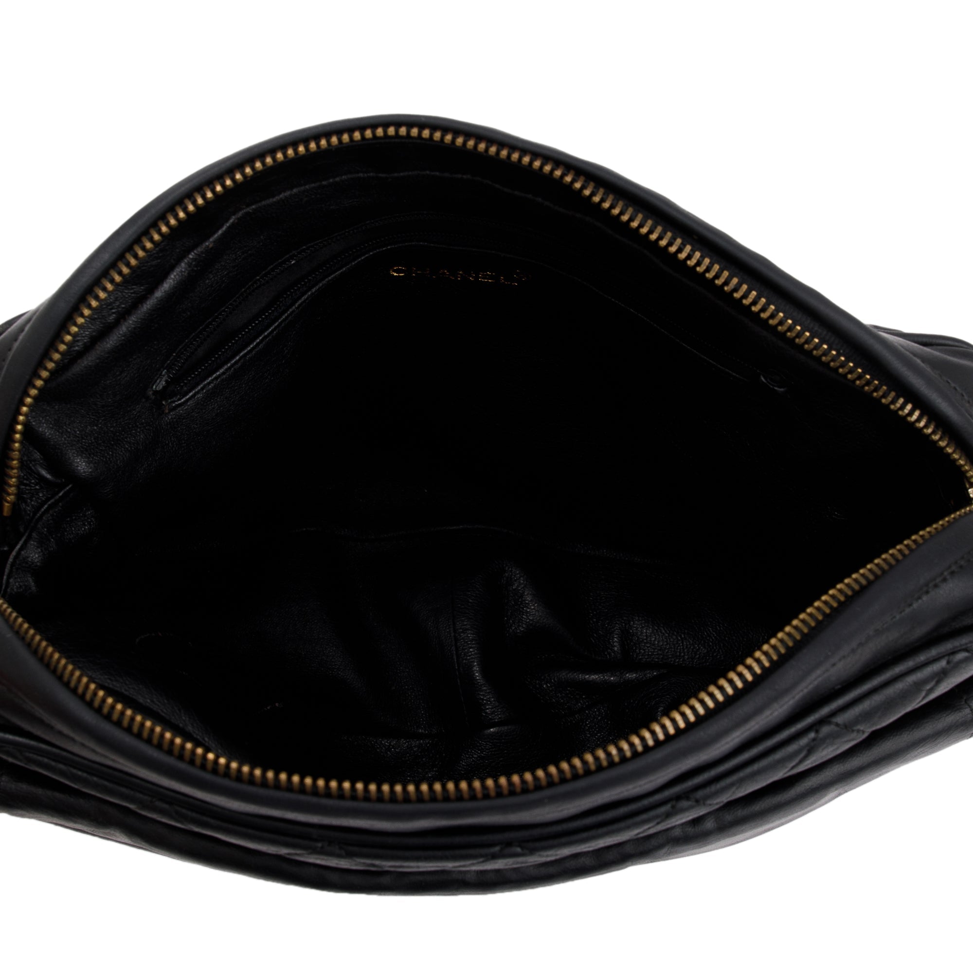 Chanel Vintage Black Quilted Lambskin Leather CC Tassel Camera Bag