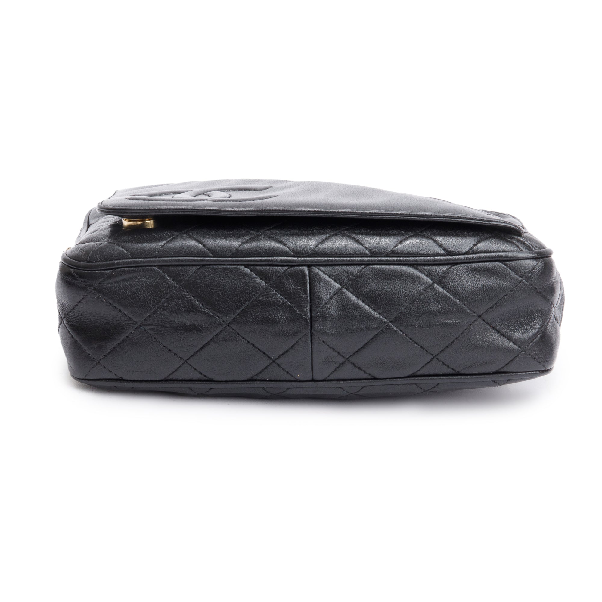 Chanel Vintage Black Quilted Lambskin Leather CC Tassel Camera Bag w/ Authenticity Card