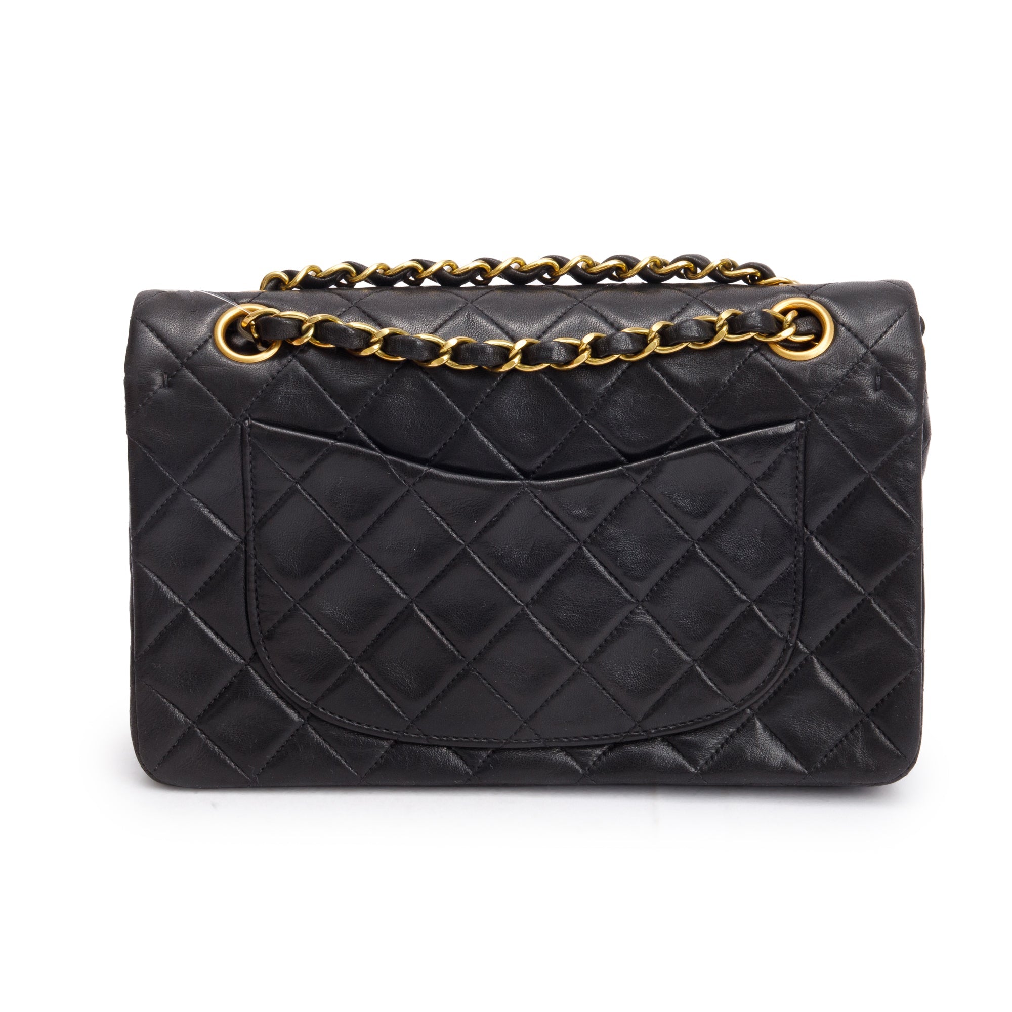 Chanel Vintage Black Quilted Lambskin Leather Classic Medium Double Flap Bag