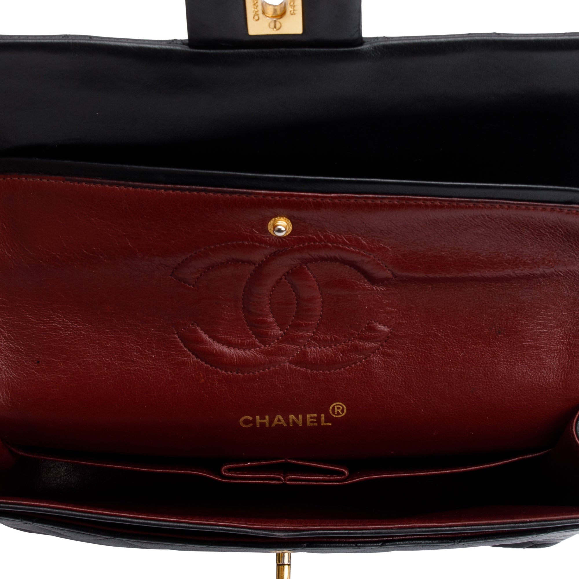 Chanel Vintage Black Quilted Lambskin Leather Classic Medium Double Flap Bag