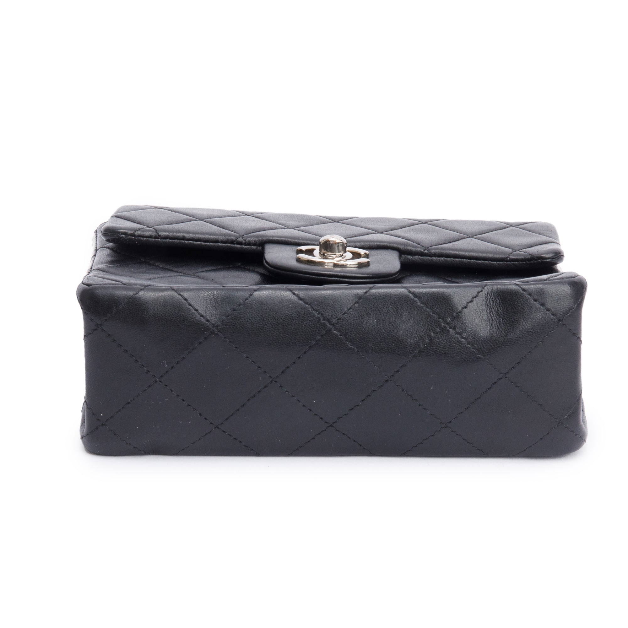 Chanel Vintage Black Quilted Lambskin Leather Classic Square Mini Flap Bag