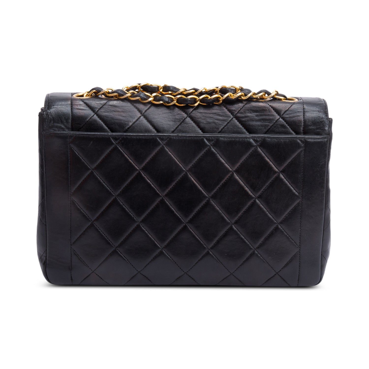 Chanel Vintage Black Quilted Lambskin Leather Medium CC Chain Flap Bag