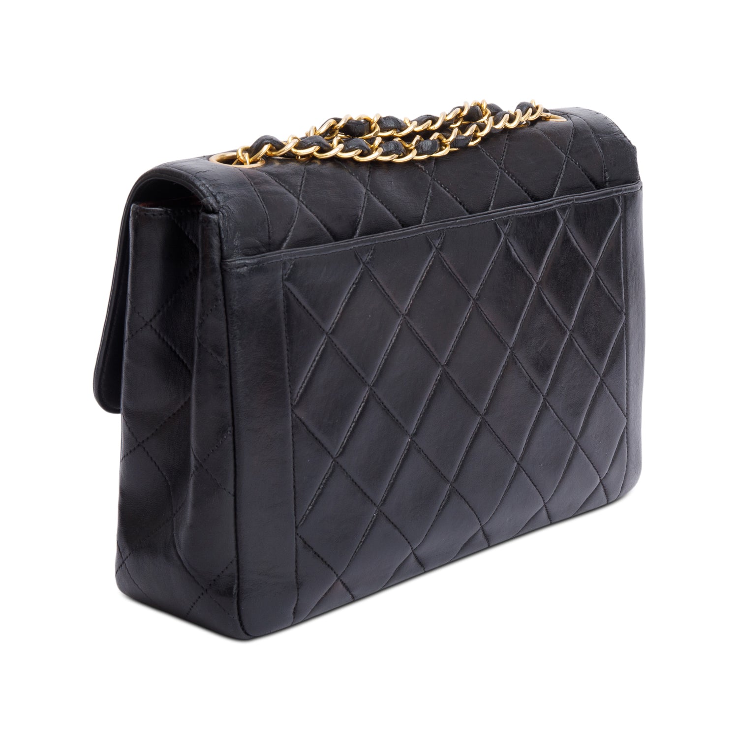 Chanel Vintage Black Quilted Lambskin Leather Medium CC Chain Flap Bag