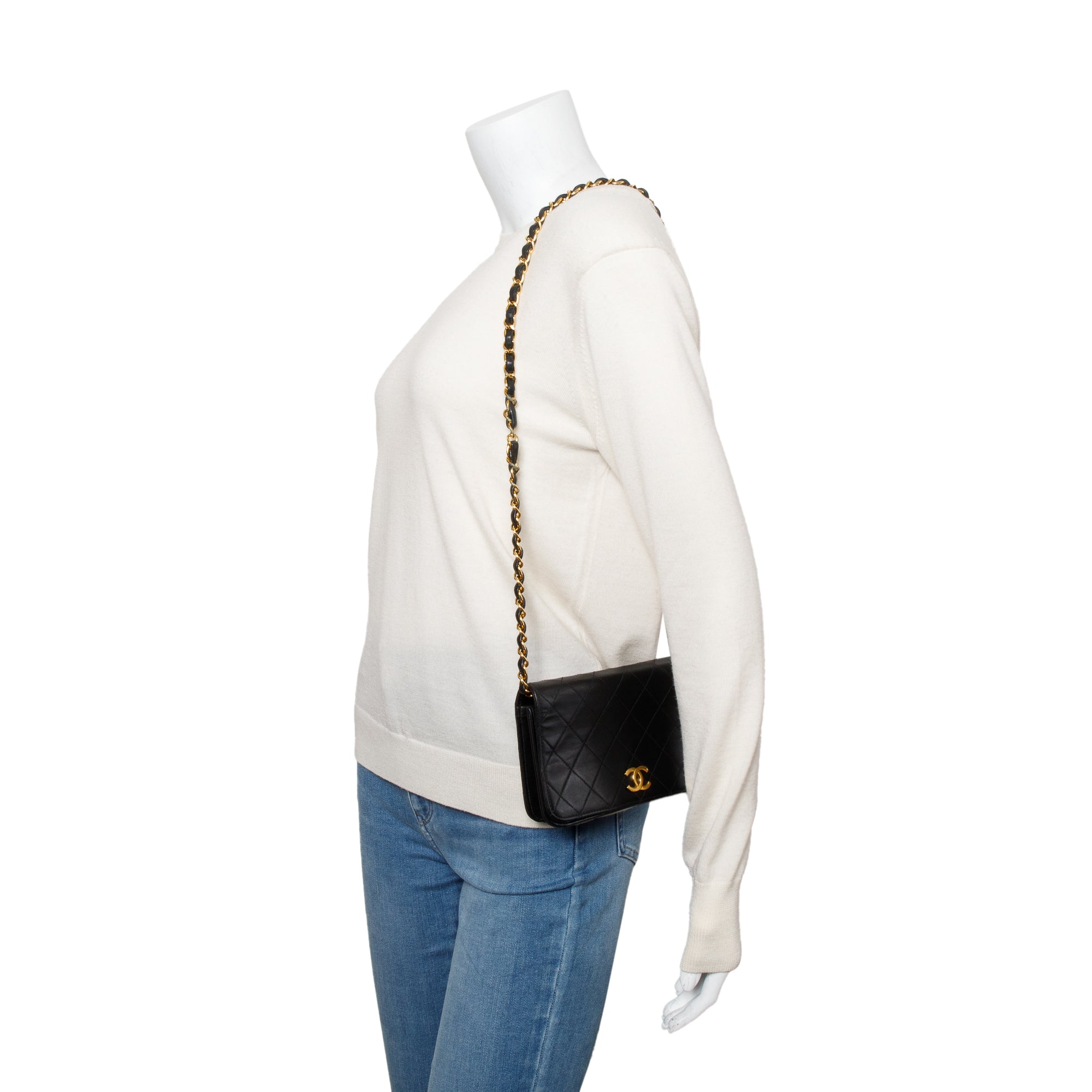 Chanel Vintage Black Quilted Lambskin Leather Mini CC Full Flap Bag