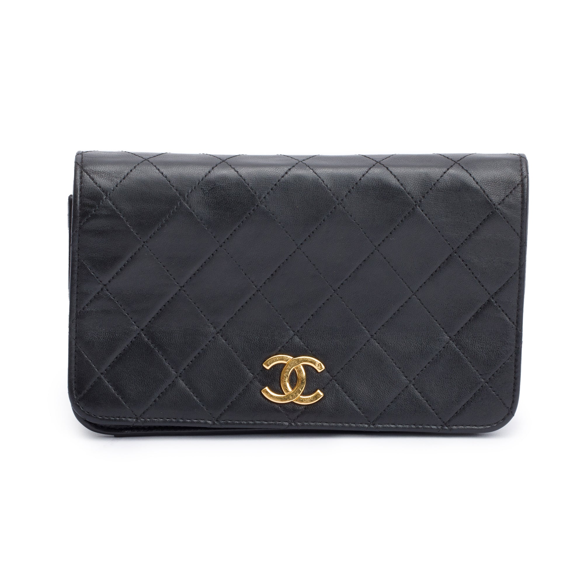 Chanel Vintage Black Quilted Lambskin Leather Mini CC Full Flap Bag