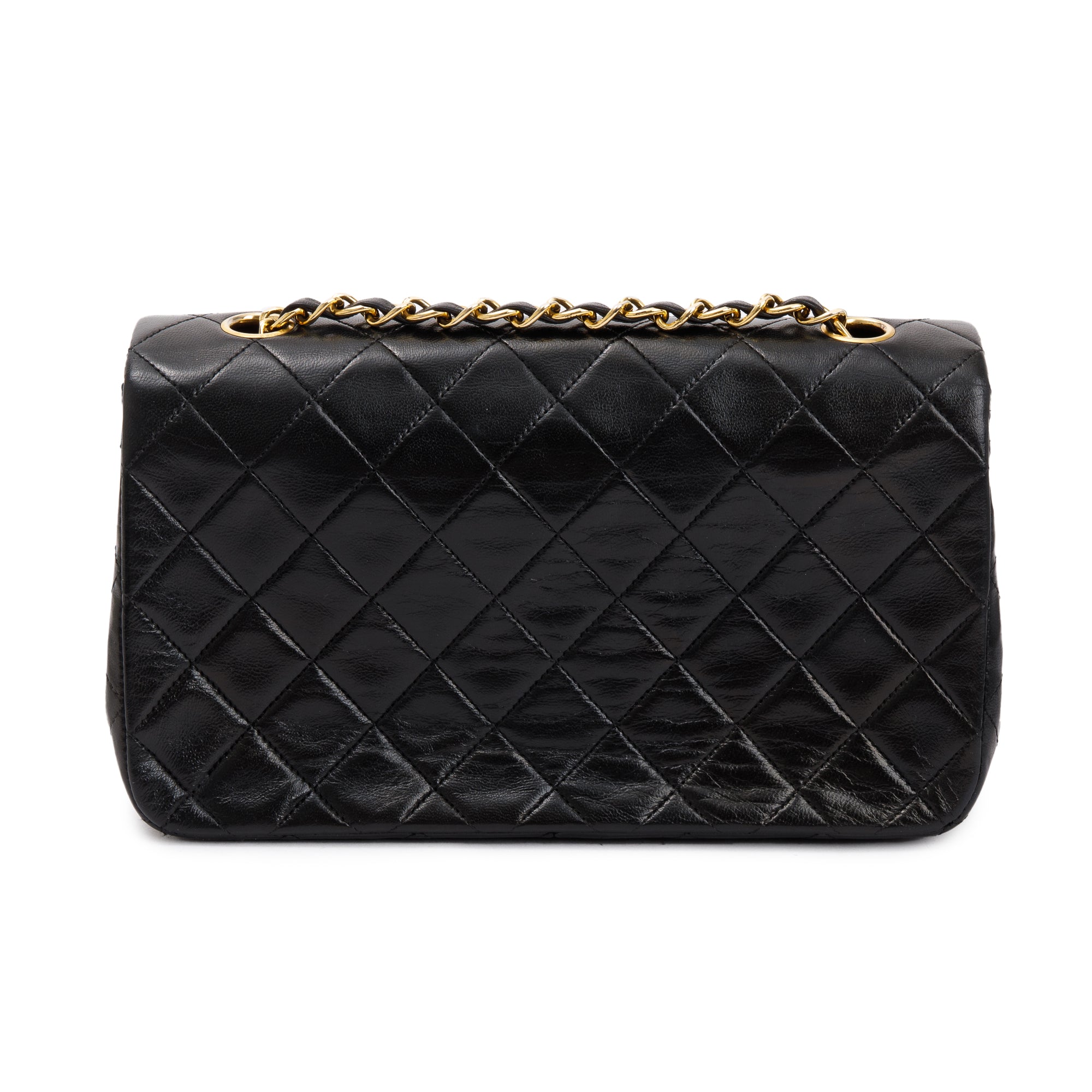 Chanel Vintage Black Quilted Lambskin Leather Small Single Flap Bag