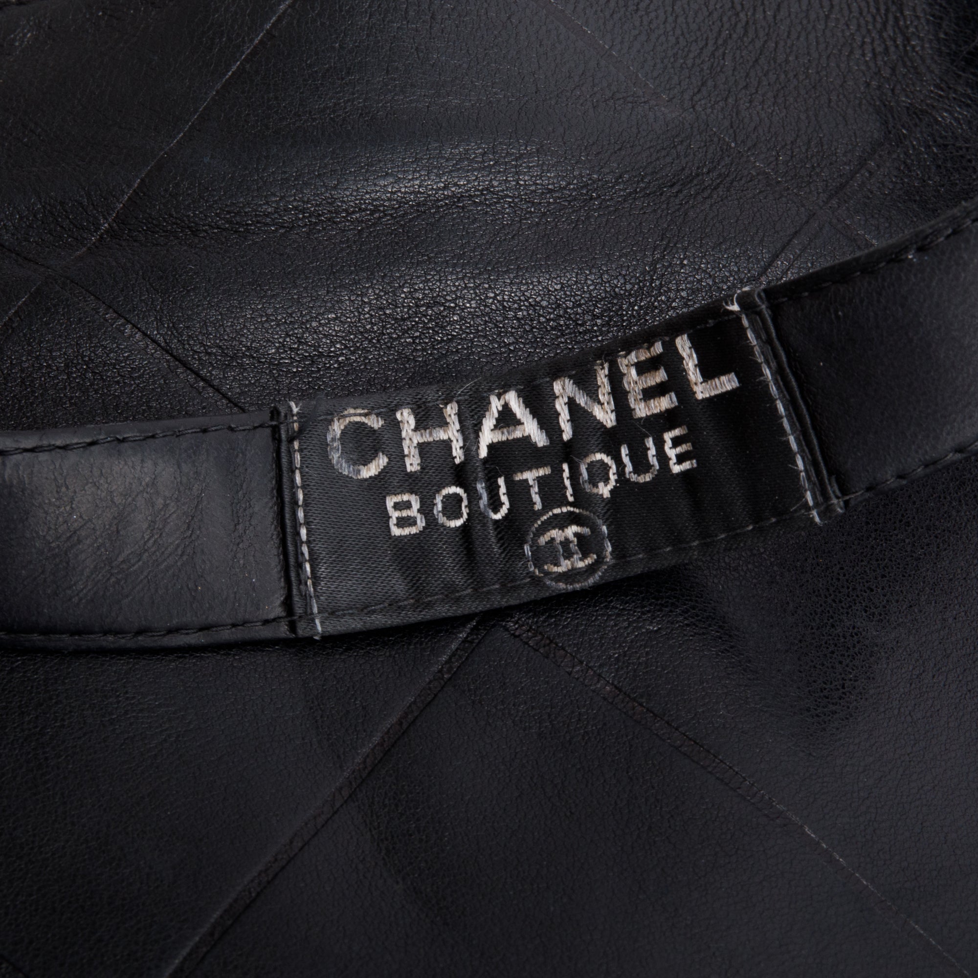 Chanel Vintage Black Quilted Lambskin Leather Tag Mini Tote Bag