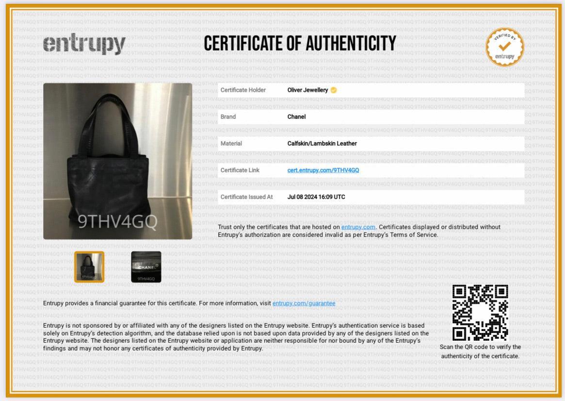 Chanel Vintage Black Quilted Lambskin Leather Tag Mini Tote Bag